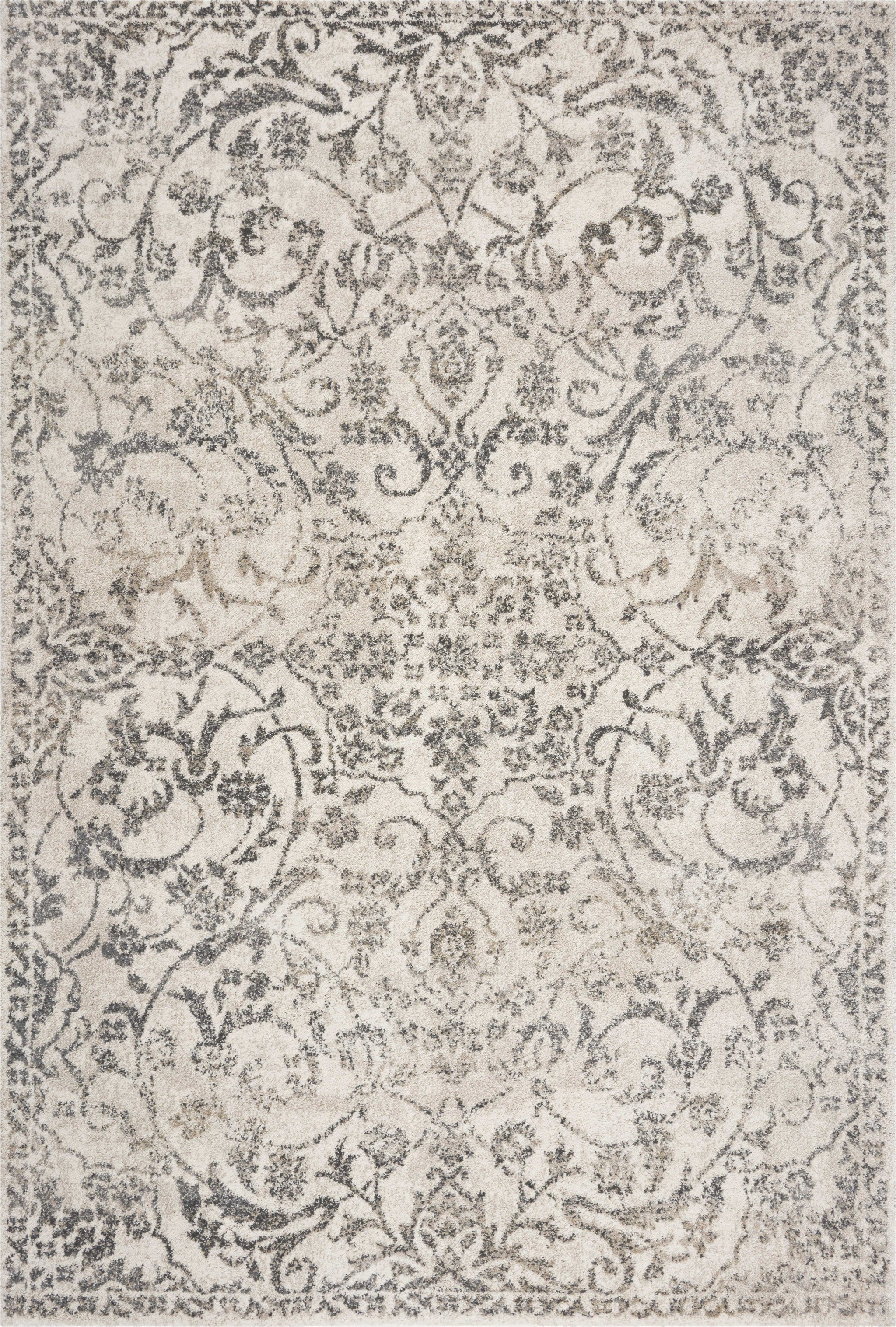 8' X 10' Ivory And Brown Floral Medallion Distressed Area Rug-Area Rugs-DECOROLALA