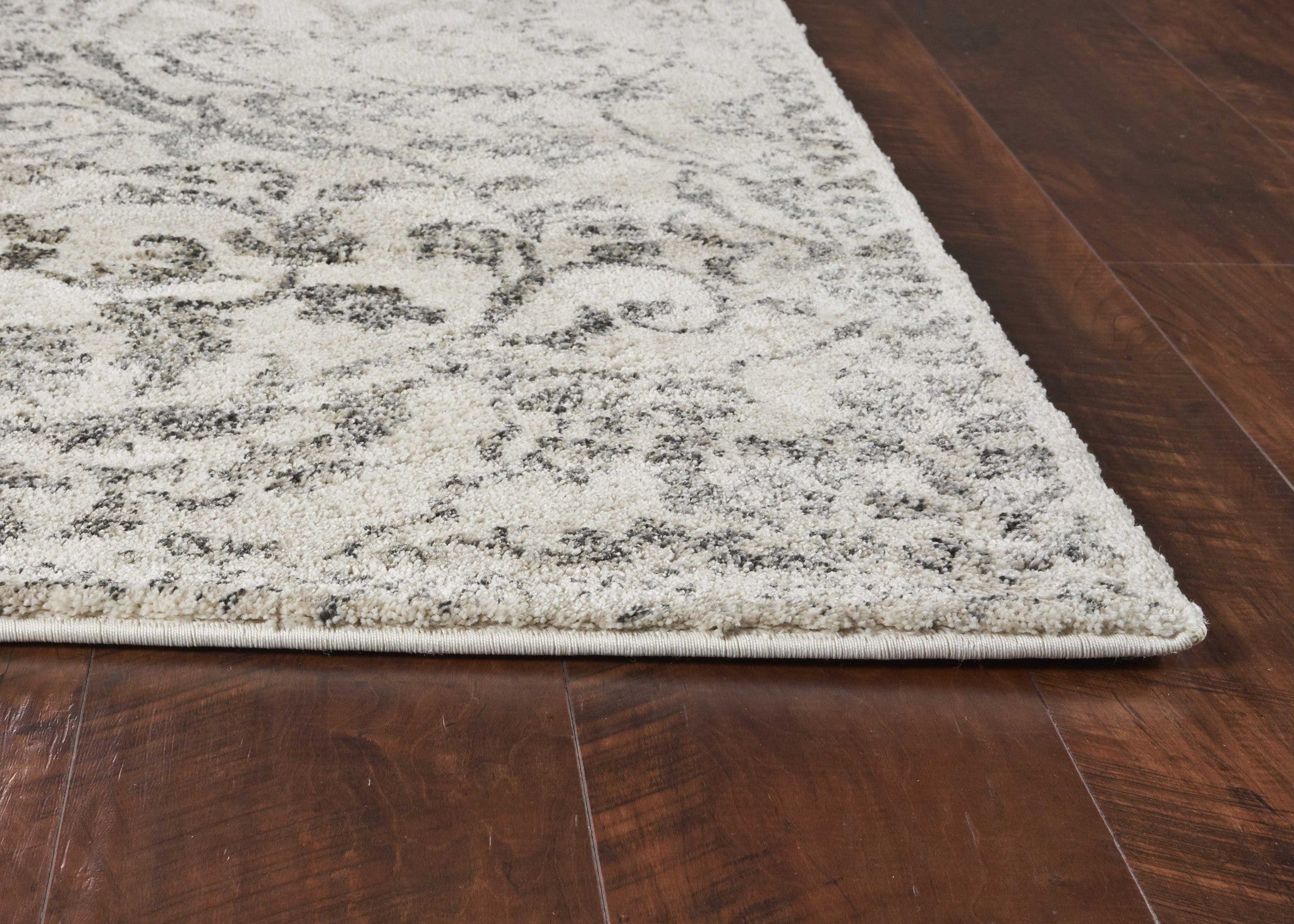 8' X 10' Ivory And Brown Floral Medallion Distressed Area Rug-Area Rugs-DECOROLALA