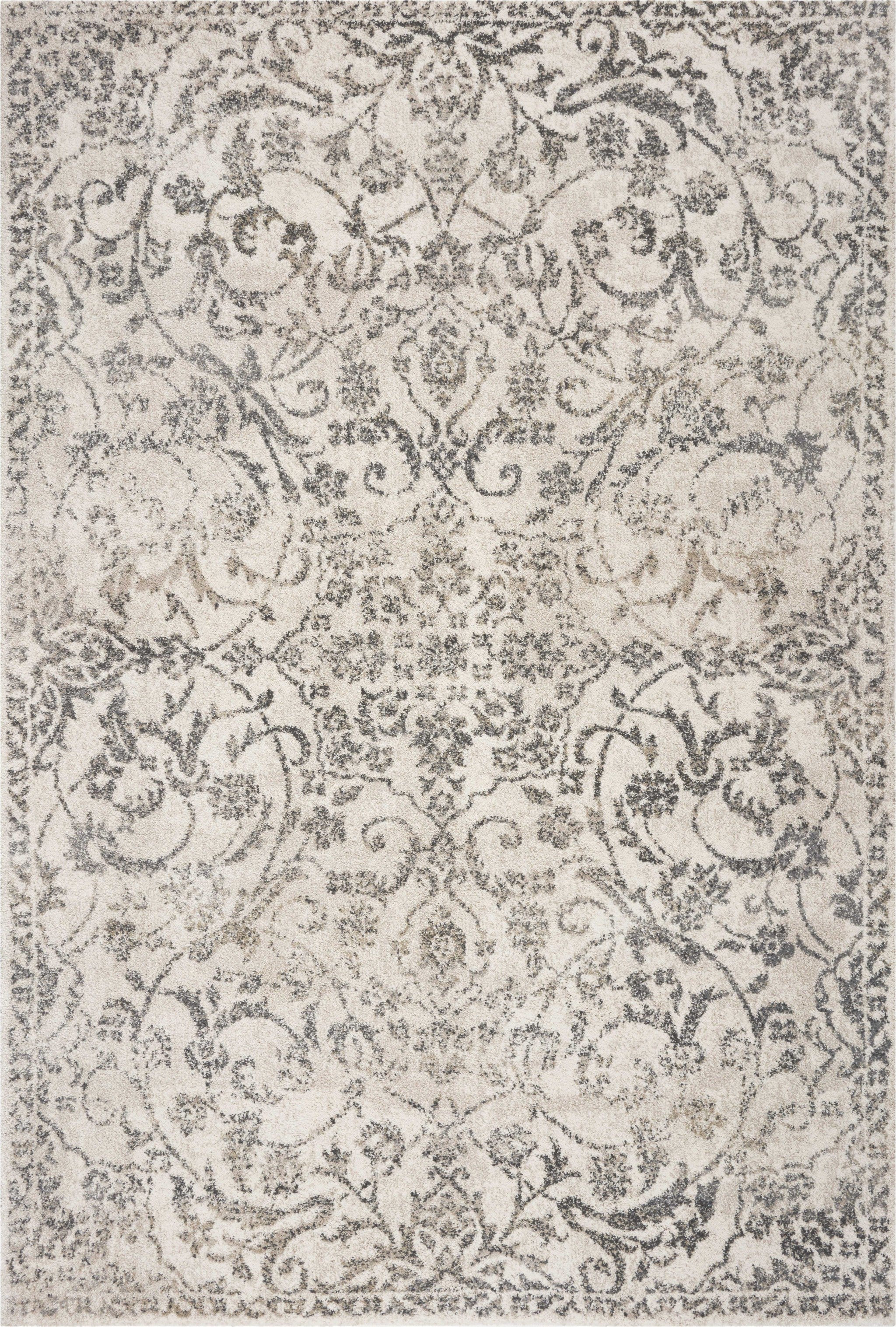 8' X 10' Ivory And Brown Floral Medallion Distressed Area Rug-Area Rugs-DECOROLALA