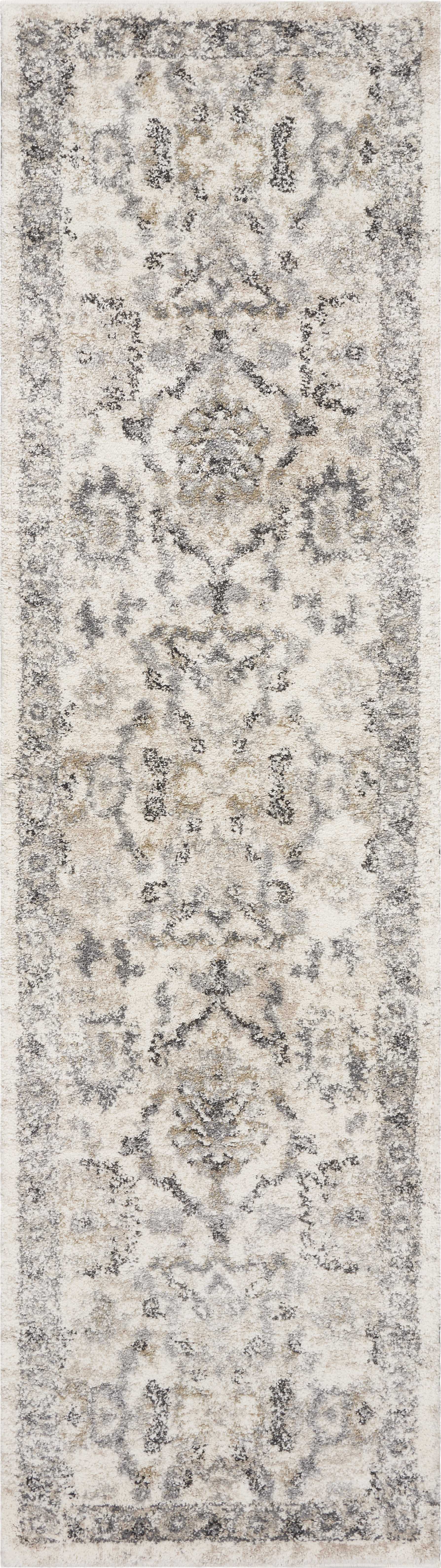 8' X 10' Ivory And Gray Floral Medallion Area Rug-Area Rugs-DECOROLALA