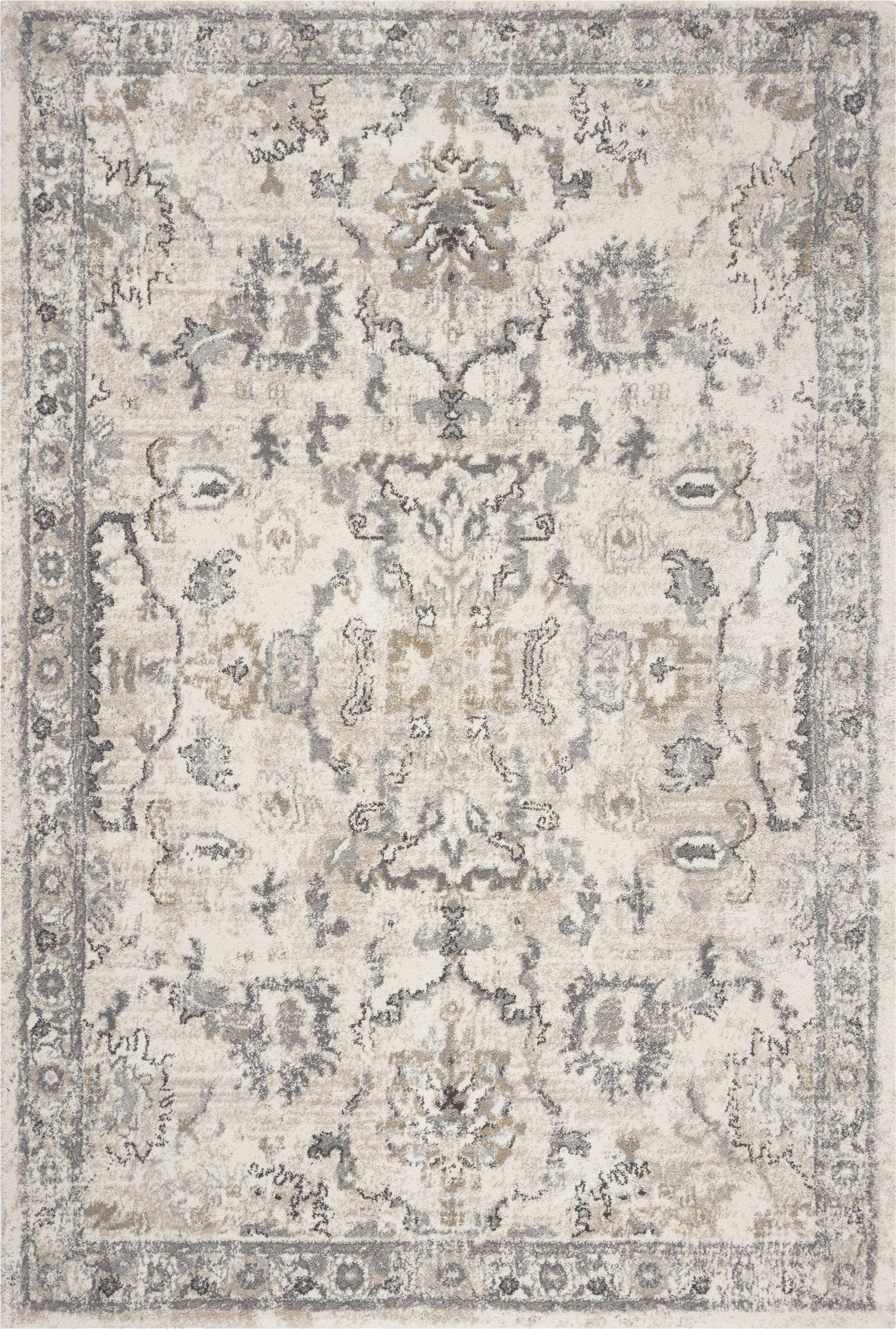 8' X 10' Ivory And Gray Floral Medallion Area Rug-Area Rugs-DECOROLALA