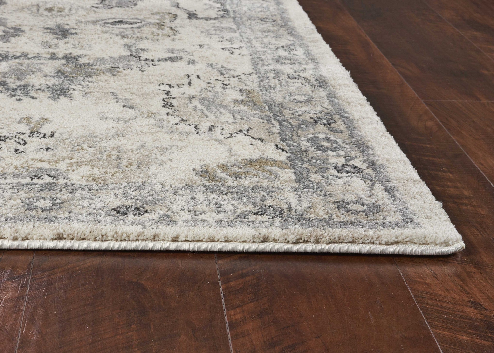 8' X 10' Ivory And Gray Floral Medallion Area Rug-Area Rugs-DECOROLALA