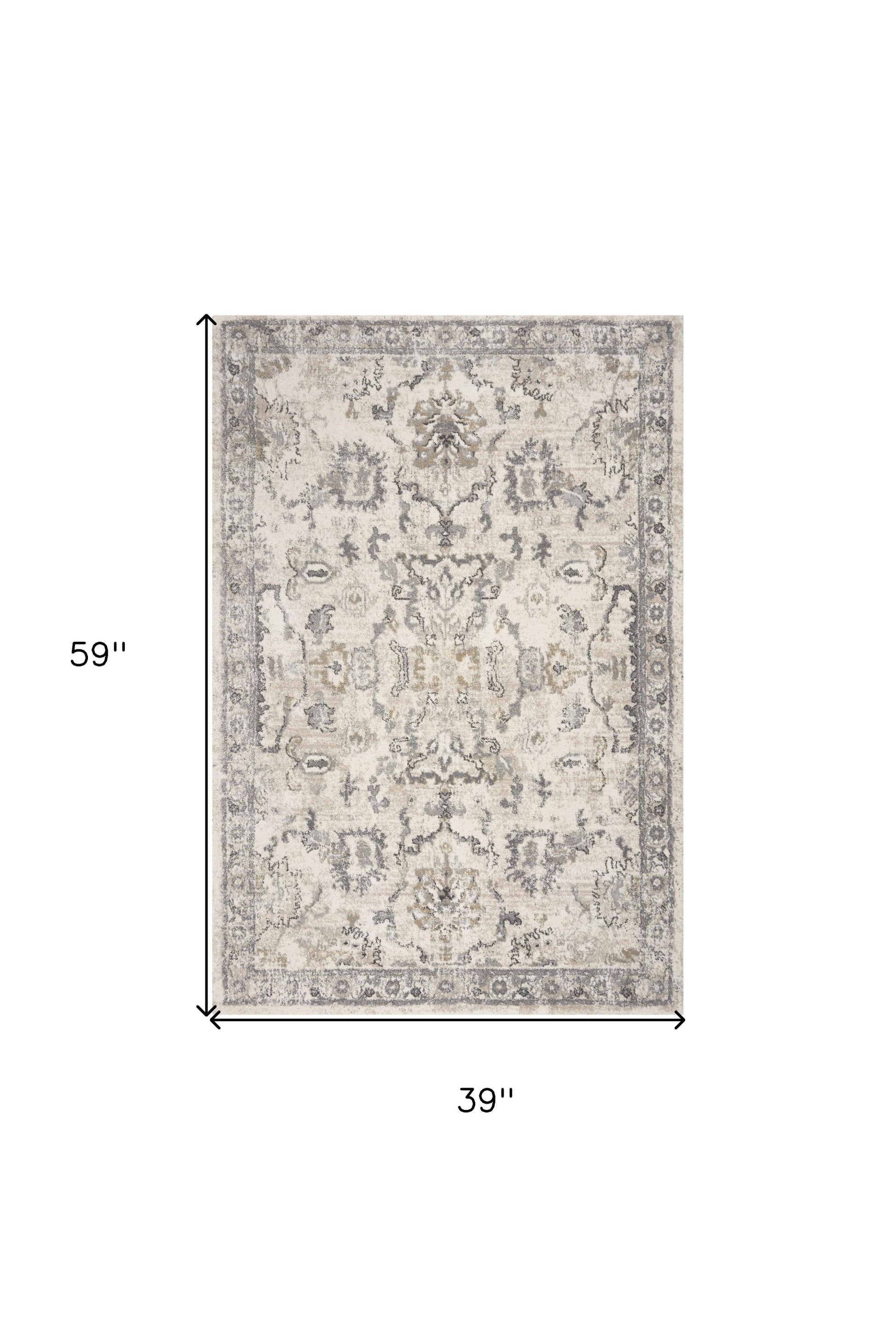 8' X 10' Ivory And Gray Floral Medallion Area Rug-Area Rugs-DECOROLALA