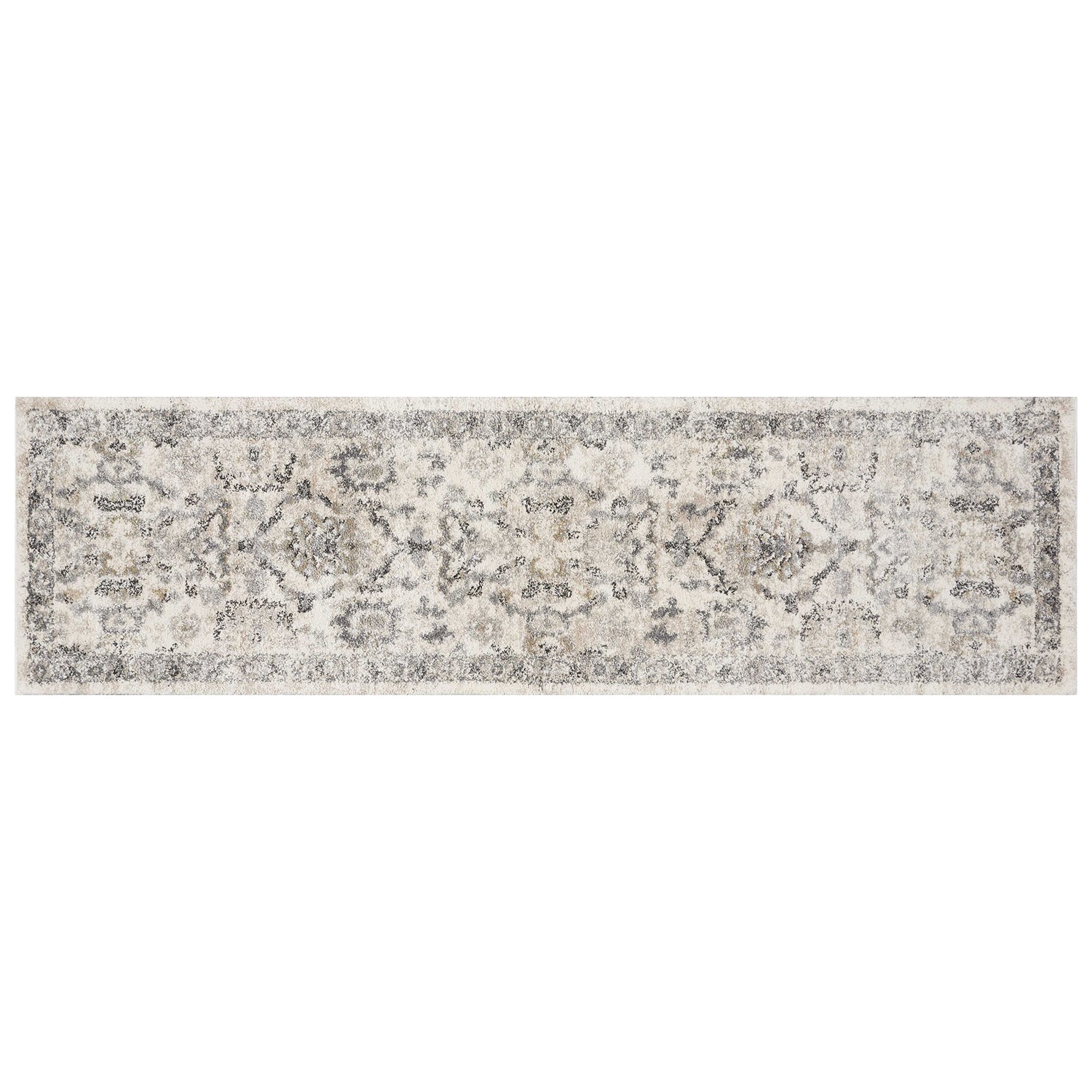 8' X 10' Ivory And Gray Floral Medallion Area Rug-Area Rugs-DECOROLALA