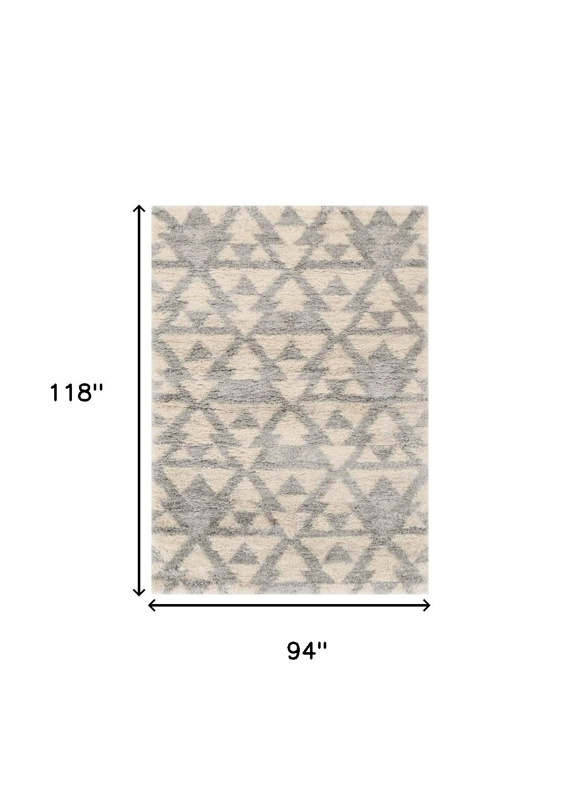 8' X 10' Ivory And Gray Geometric Area Rug-Area Rugs-DECOROLALA