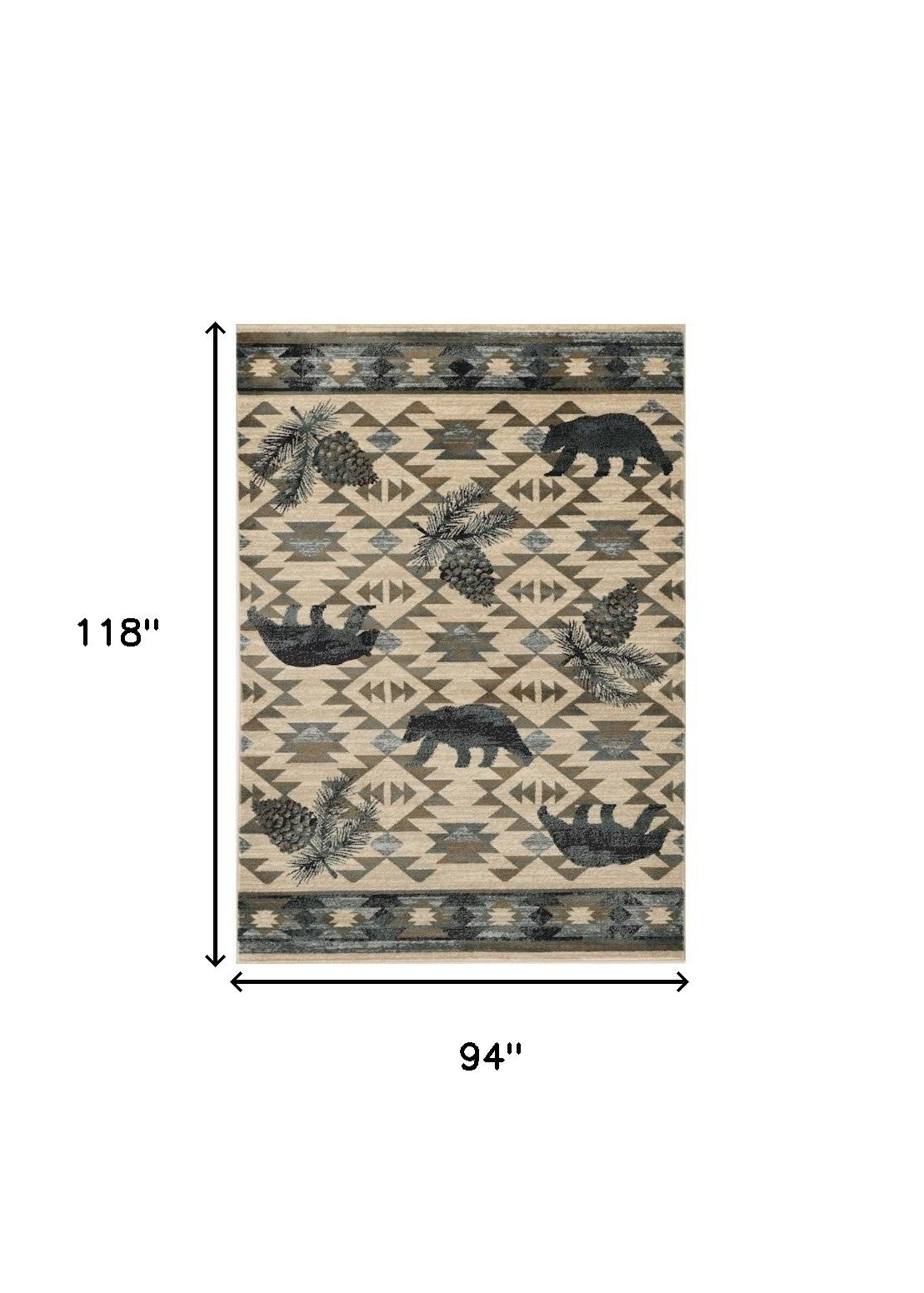 8' X 10' Ivory And Gray Woodland Lodge Area Rug-Area Rugs-DECOROLALA