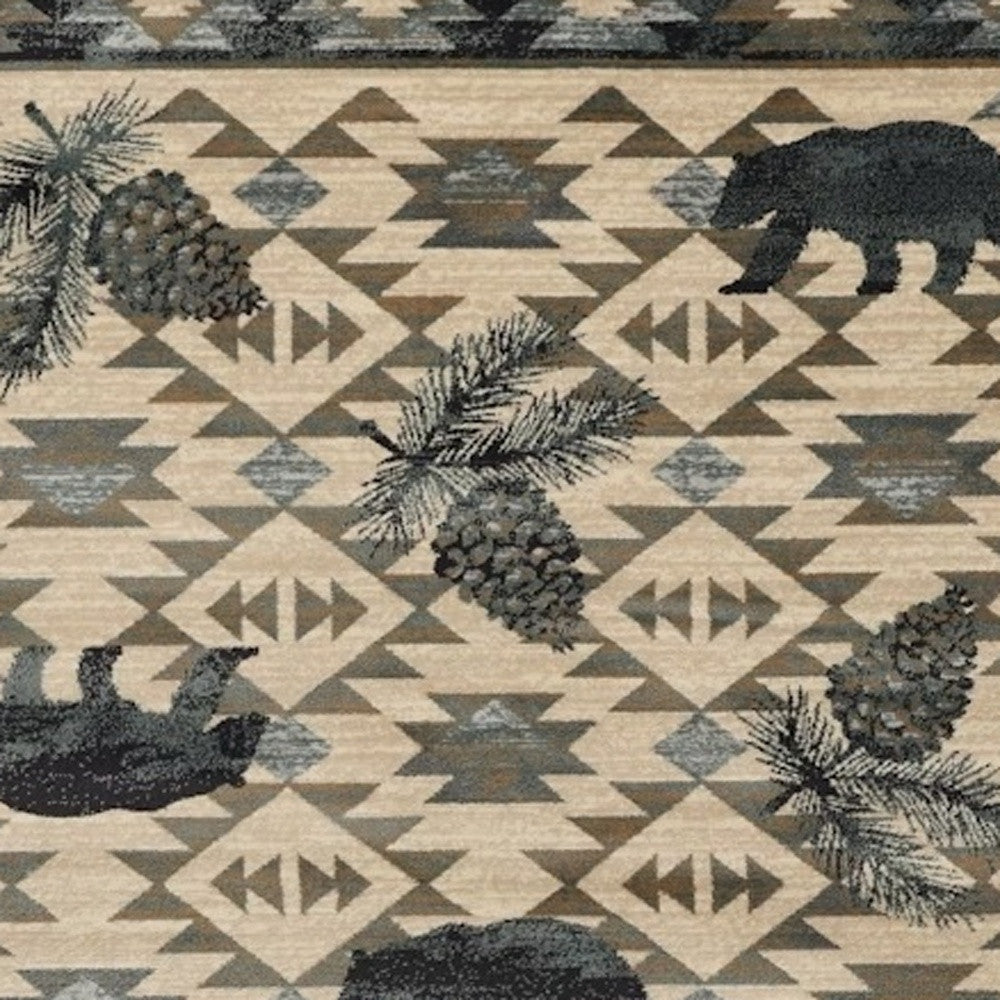 8' X 10' Ivory And Gray Woodland Lodge Area Rug-Area Rugs-DECOROLALA