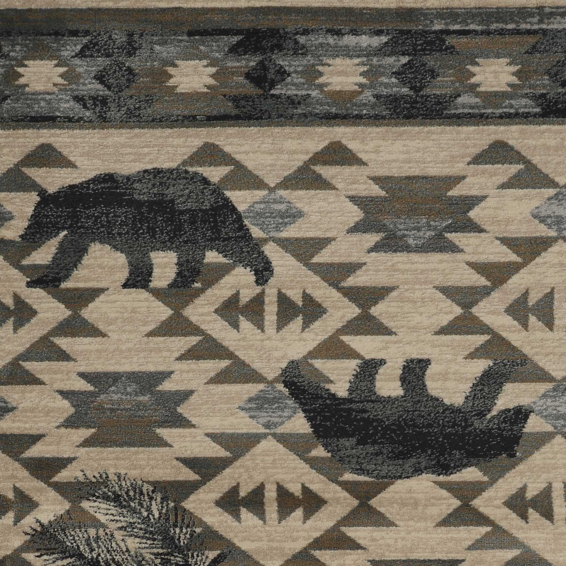 8' X 10' Ivory And Gray Woodland Lodge Area Rug-Area Rugs-DECOROLALA