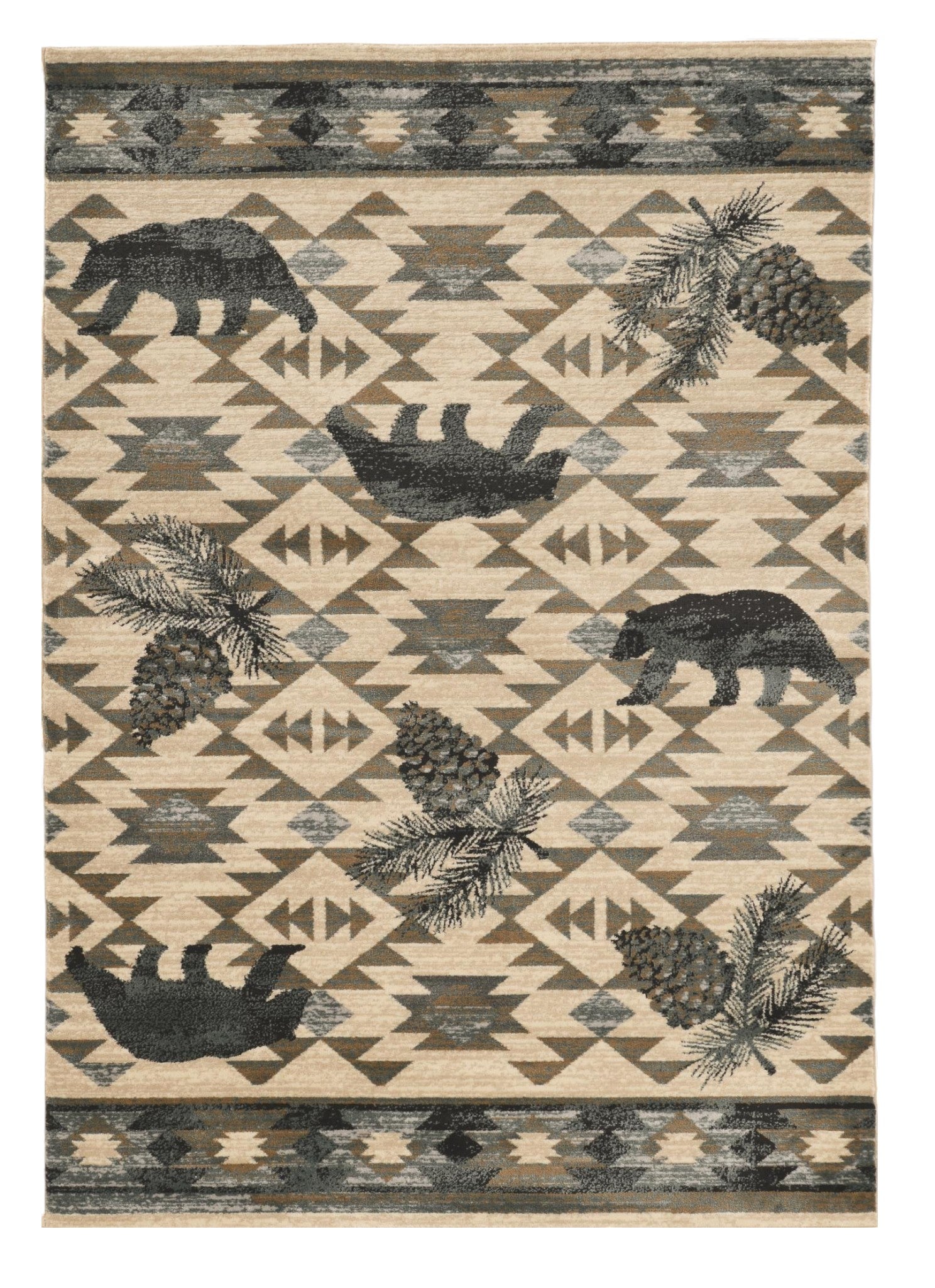 8' X 10' Ivory And Gray Woodland Lodge Area Rug-Area Rugs-DECOROLALA