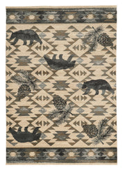 8' X 10' Ivory And Gray Woodland Lodge Area Rug-Area Rugs-DECOROLALA