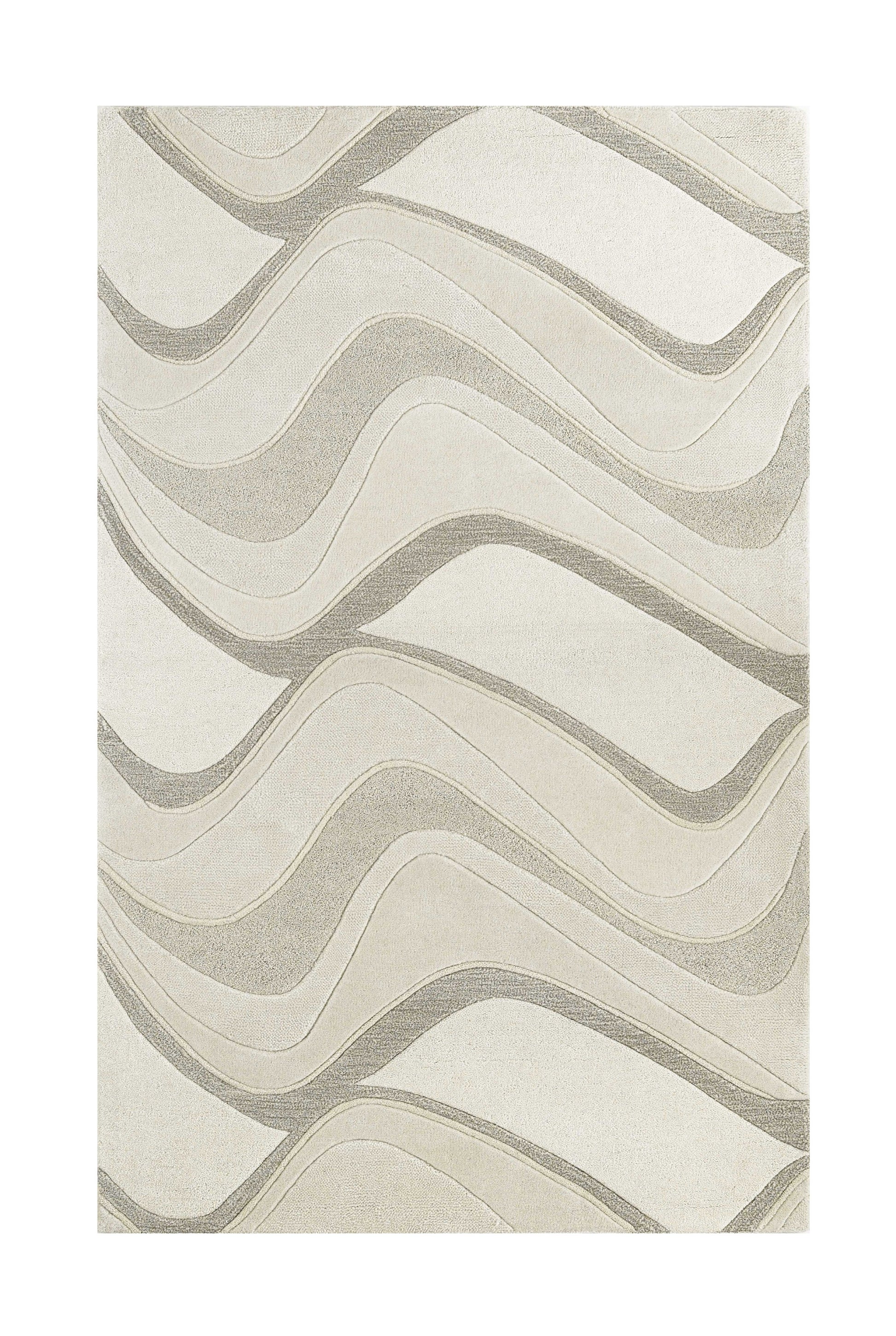 8' X 10' Ivory And Gray Wool Abstract Hand Tufted Area Rug-Area Rugs-DECOROLALA