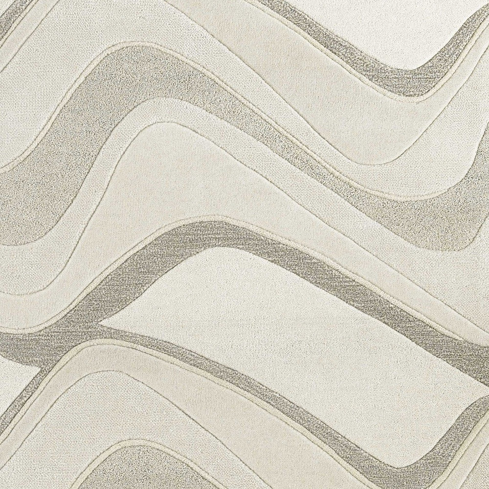 8' X 10' Ivory And Gray Wool Abstract Hand Tufted Area Rug-Area Rugs-DECOROLALA