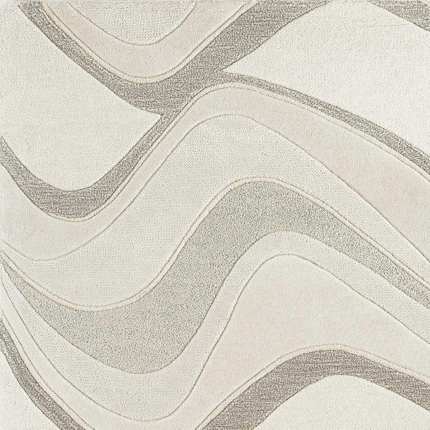 8' X 10' Ivory And Gray Wool Abstract Hand Tufted Area Rug-Area Rugs-DECOROLALA