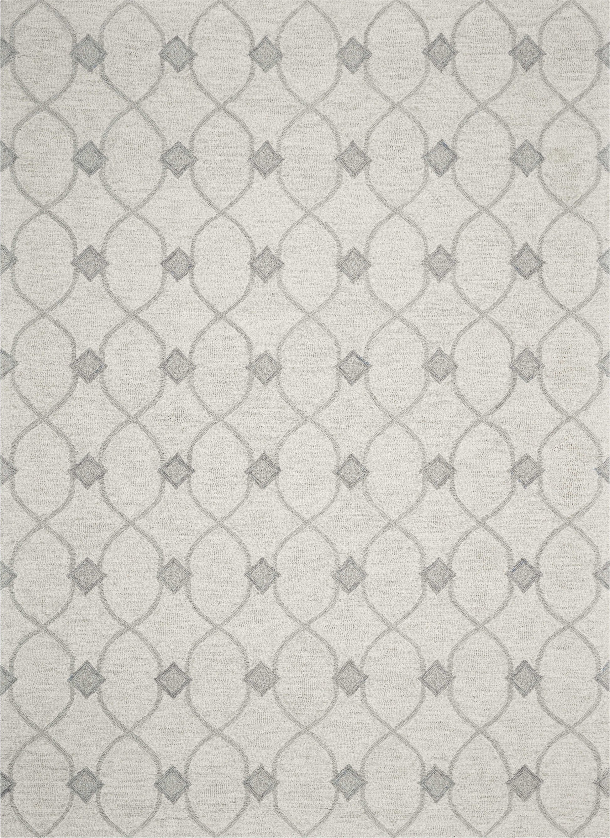 8' X 10' Ivory And Gray Wool Ogee Hand Tufted Area Rug-Area Rugs-DECOROLALA