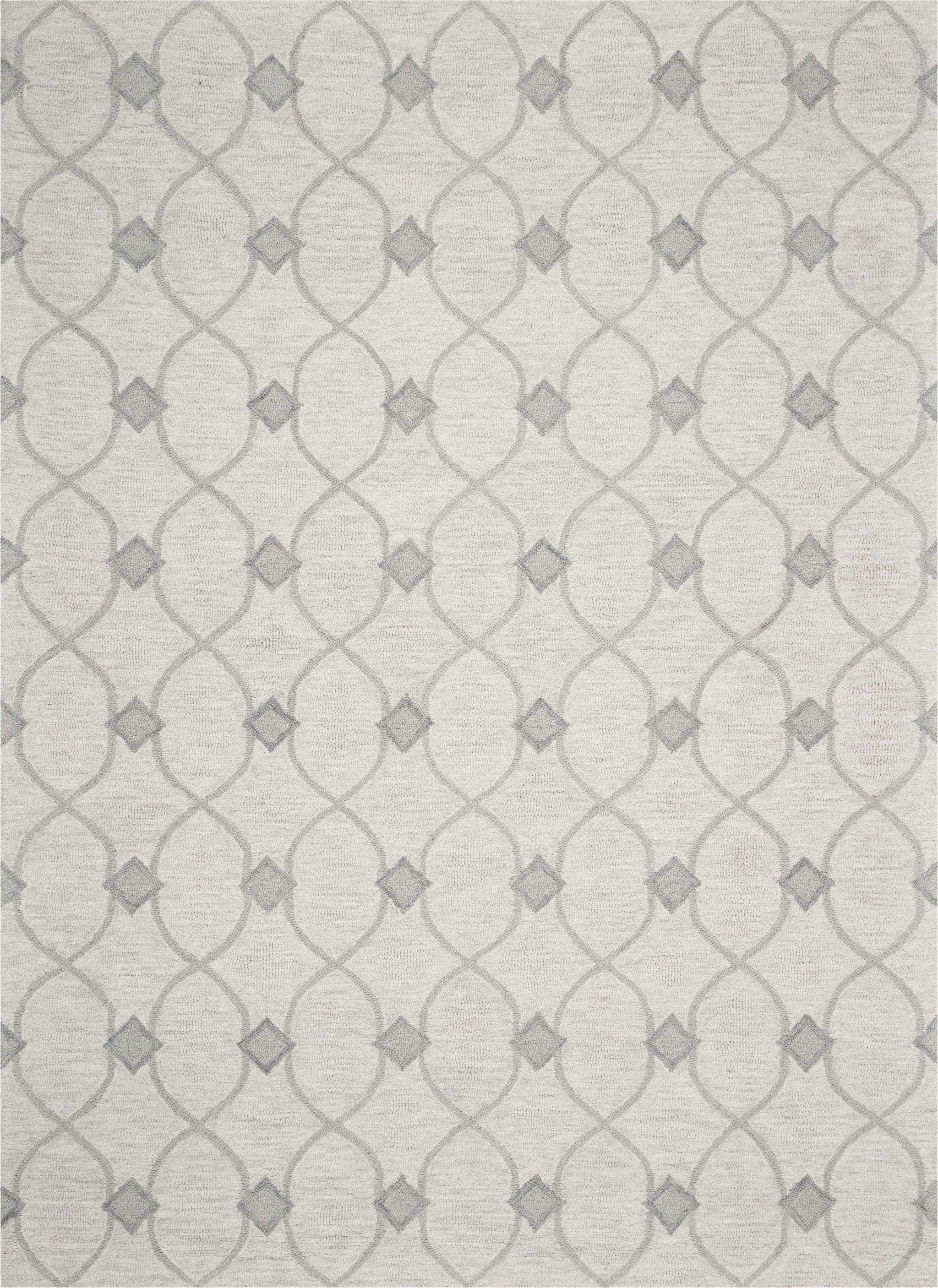 8' X 10' Ivory And Gray Wool Ogee Hand Tufted Area Rug-Area Rugs-DECOROLALA