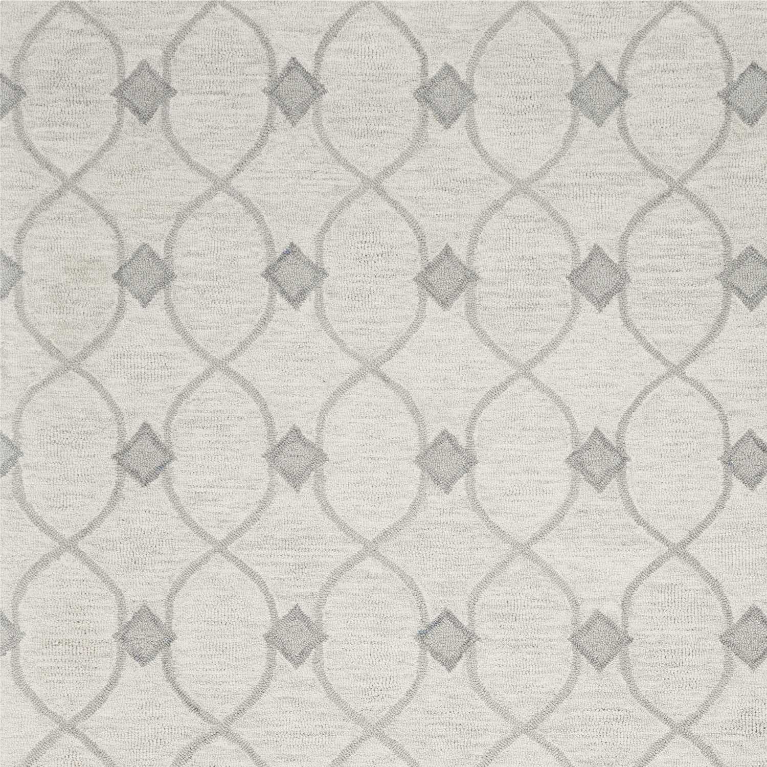 8' X 10' Ivory And Gray Wool Ogee Hand Tufted Area Rug-Area Rugs-DECOROLALA