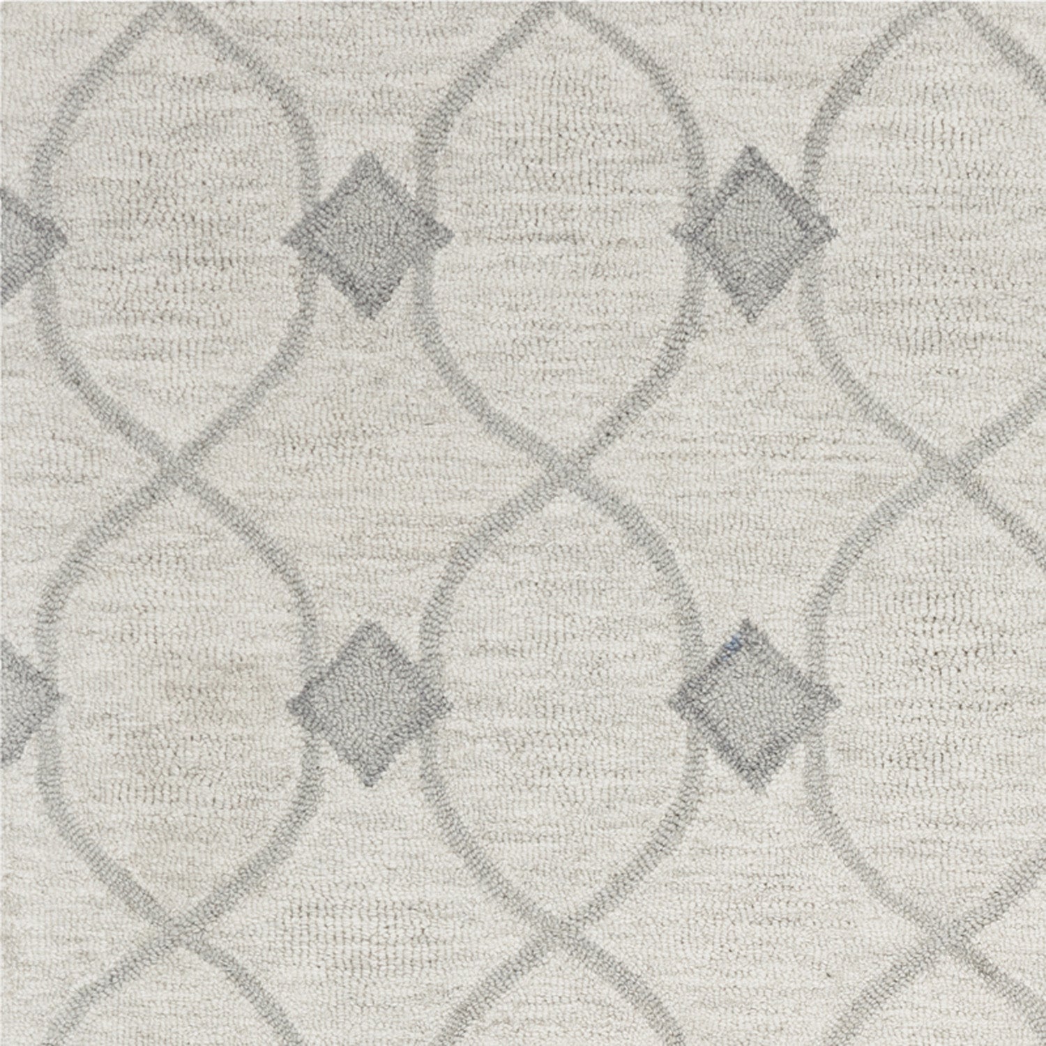 8' X 10' Ivory And Gray Wool Ogee Hand Tufted Area Rug-Area Rugs-DECOROLALA