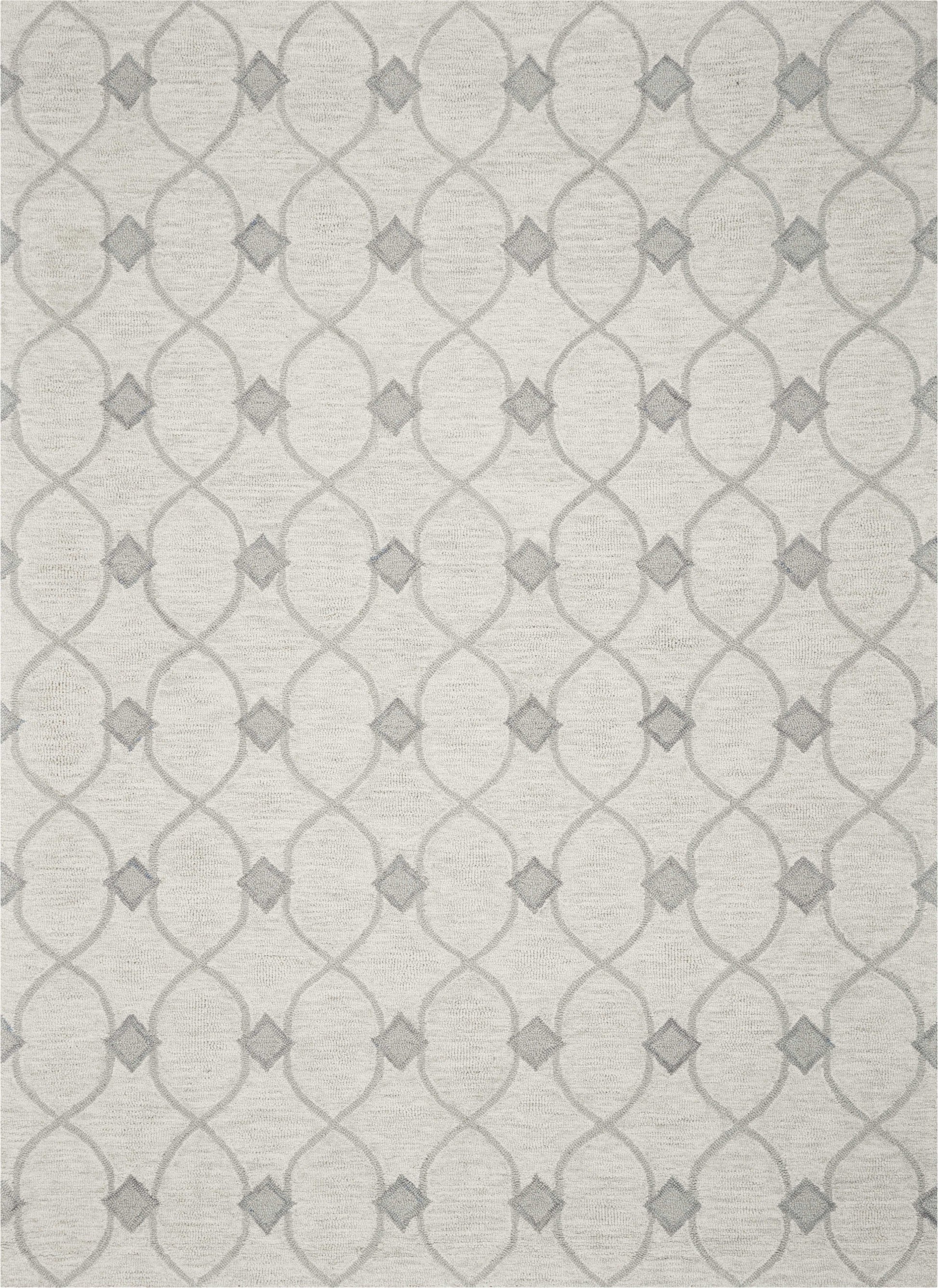 8' X 10' Ivory And Gray Wool Ogee Hand Tufted Area Rug-Area Rugs-DECOROLALA
