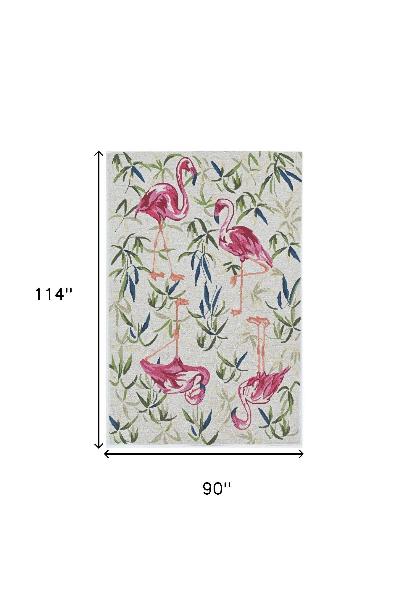 8' X 10' Ivory And Pink Flamingo Hand Hooked Area Rug-Area Rugs-DECOROLALA