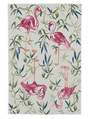 8' X 10' Ivory And Pink Flamingo Hand Hooked Area Rug-Area Rugs-DECOROLALA