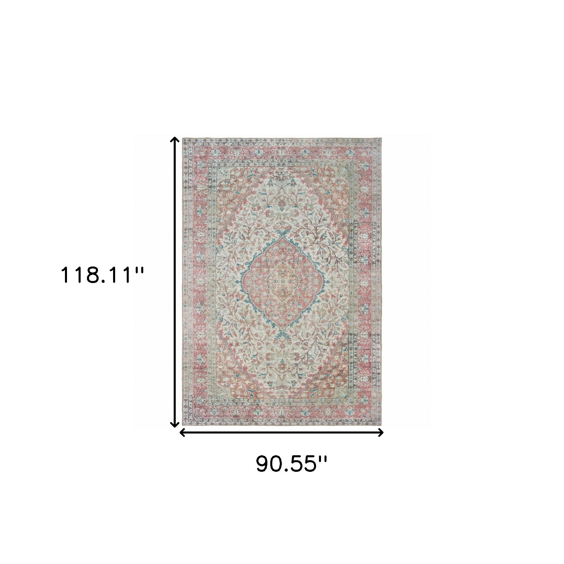 8' X 10' Ivory And Pink Oriental Area Rug-Area Rugs-DECOROLALA