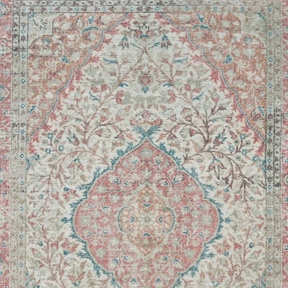 8' X 10' Ivory And Pink Oriental Area Rug-Area Rugs-DECOROLALA