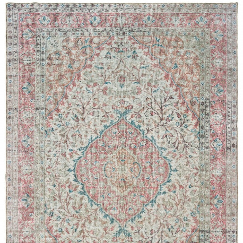 8' X 10' Ivory And Pink Oriental Area Rug-Area Rugs-DECOROLALA