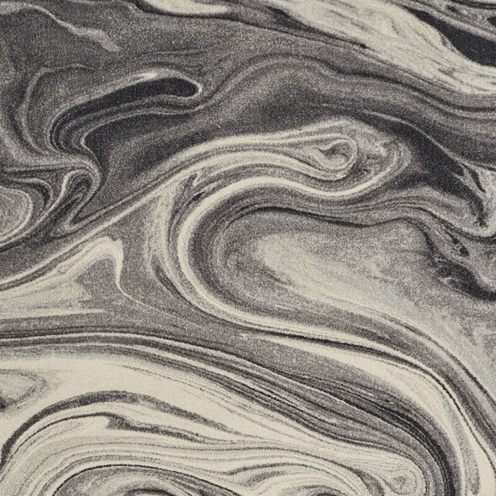 8' X 10' Ivory Black and Gray Abstract Shag Area Rug-Area Rugs-DECOROLALA