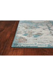 8' X 10' Ivory Teal Machine Woven Abstract Watercolor Indoor Area Rug-Area Rugs-DECOROLALA