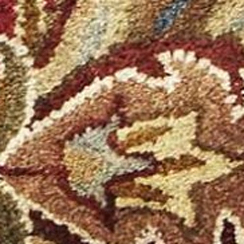 8' X 10' Red Ivory And Brown Wool Floral Hand Tufted Area Rug-Area Rugs-DECOROLALA