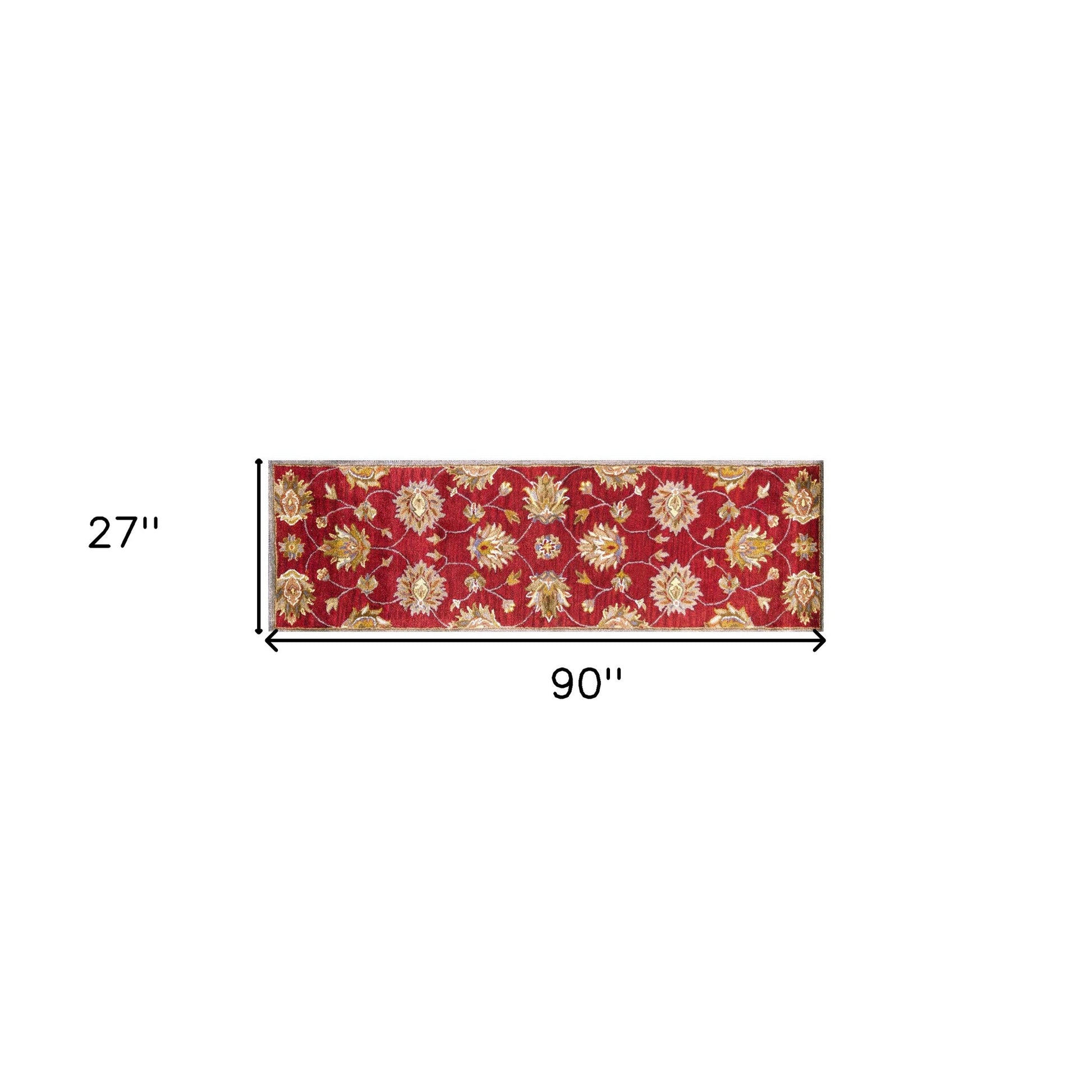 8' X 10' Red Ivory And Brown Wool Floral Hand Tufted Area Rug-Area Rugs-DECOROLALA