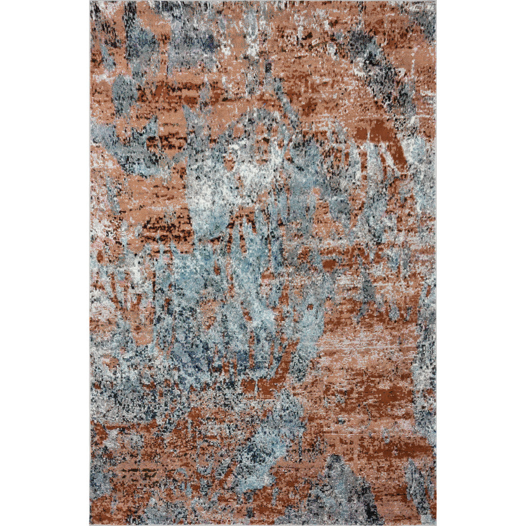 8' X 10' Rustic Brown Abstract Area Rug-Area Rugs-DECOROLALA