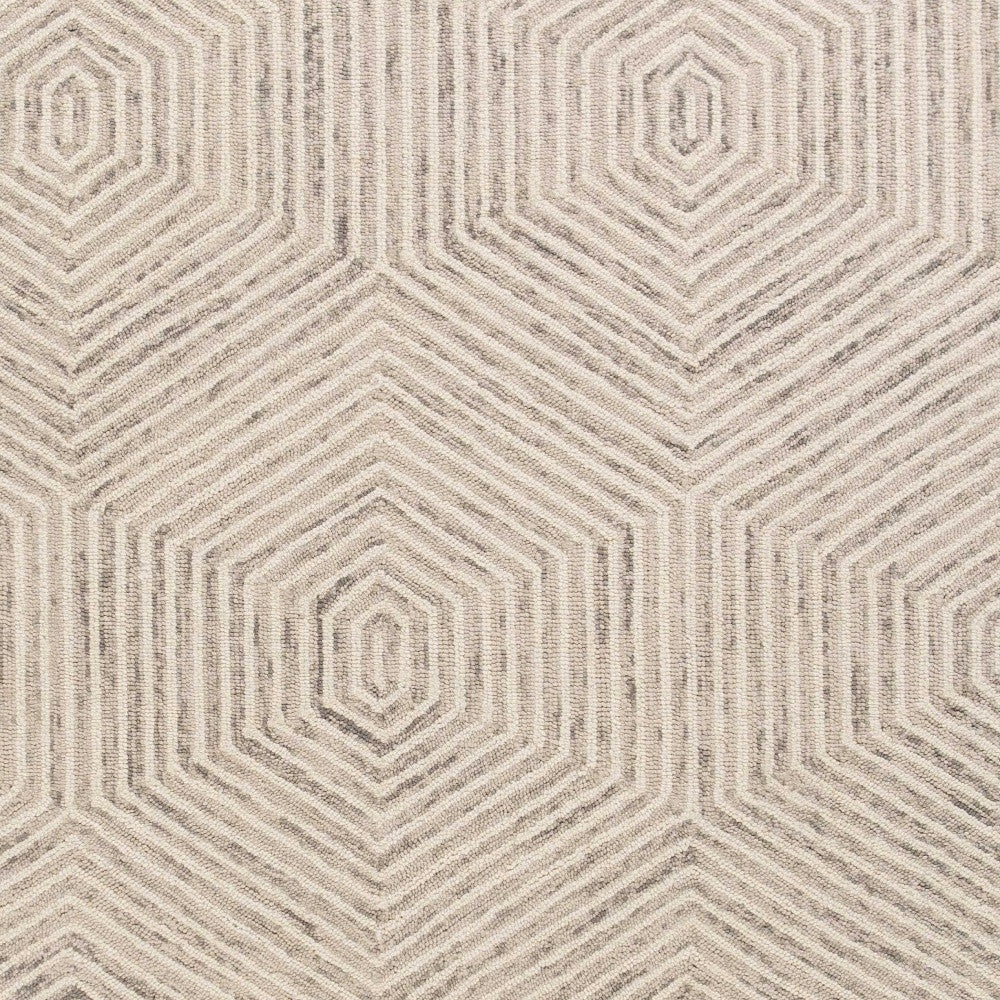 8' X 10' Sand And Beige Wool Geometric Hand Tufted Area Rug-Area Rugs-DECOROLALA