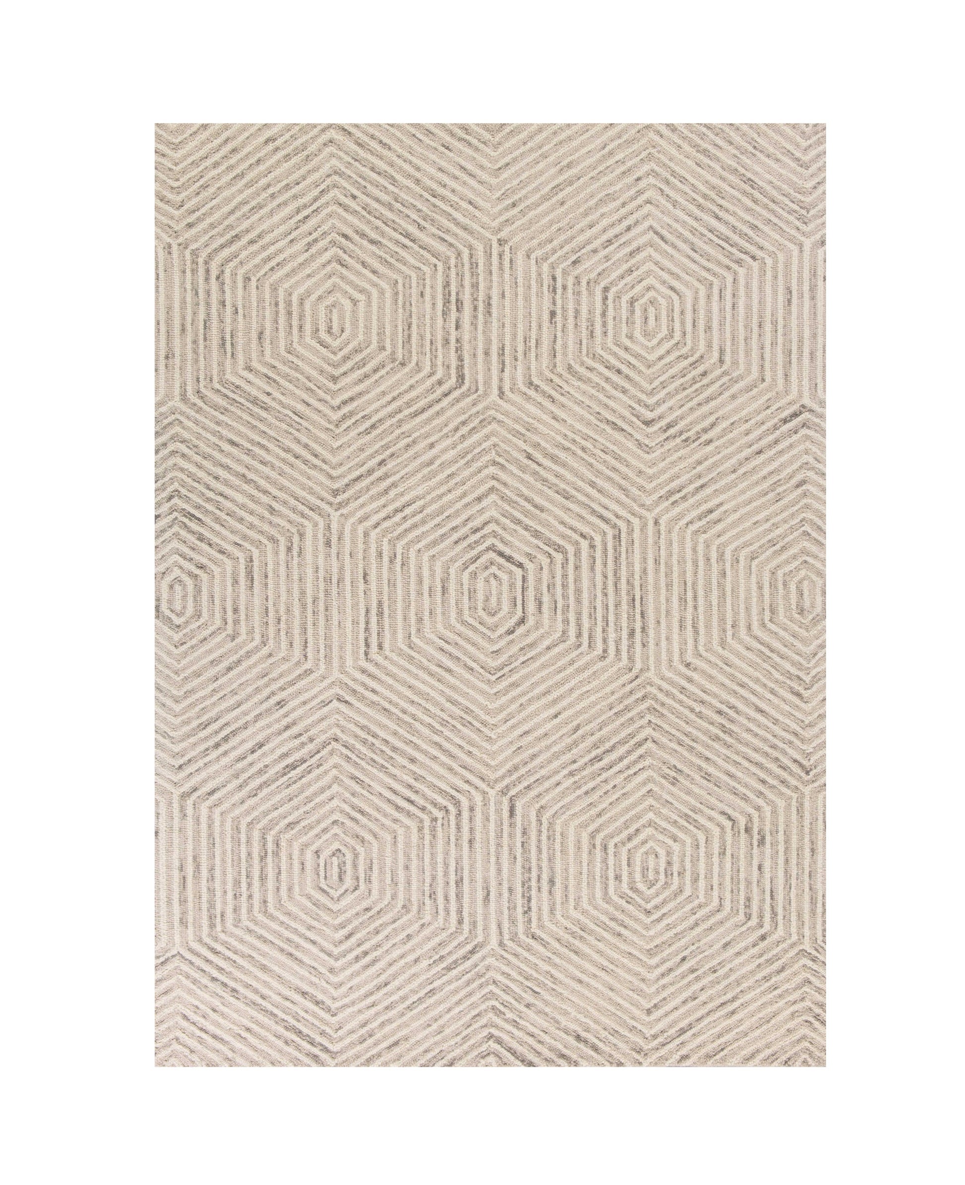 8' X 10' Sand And Beige Wool Geometric Hand Tufted Area Rug-Area Rugs-DECOROLALA