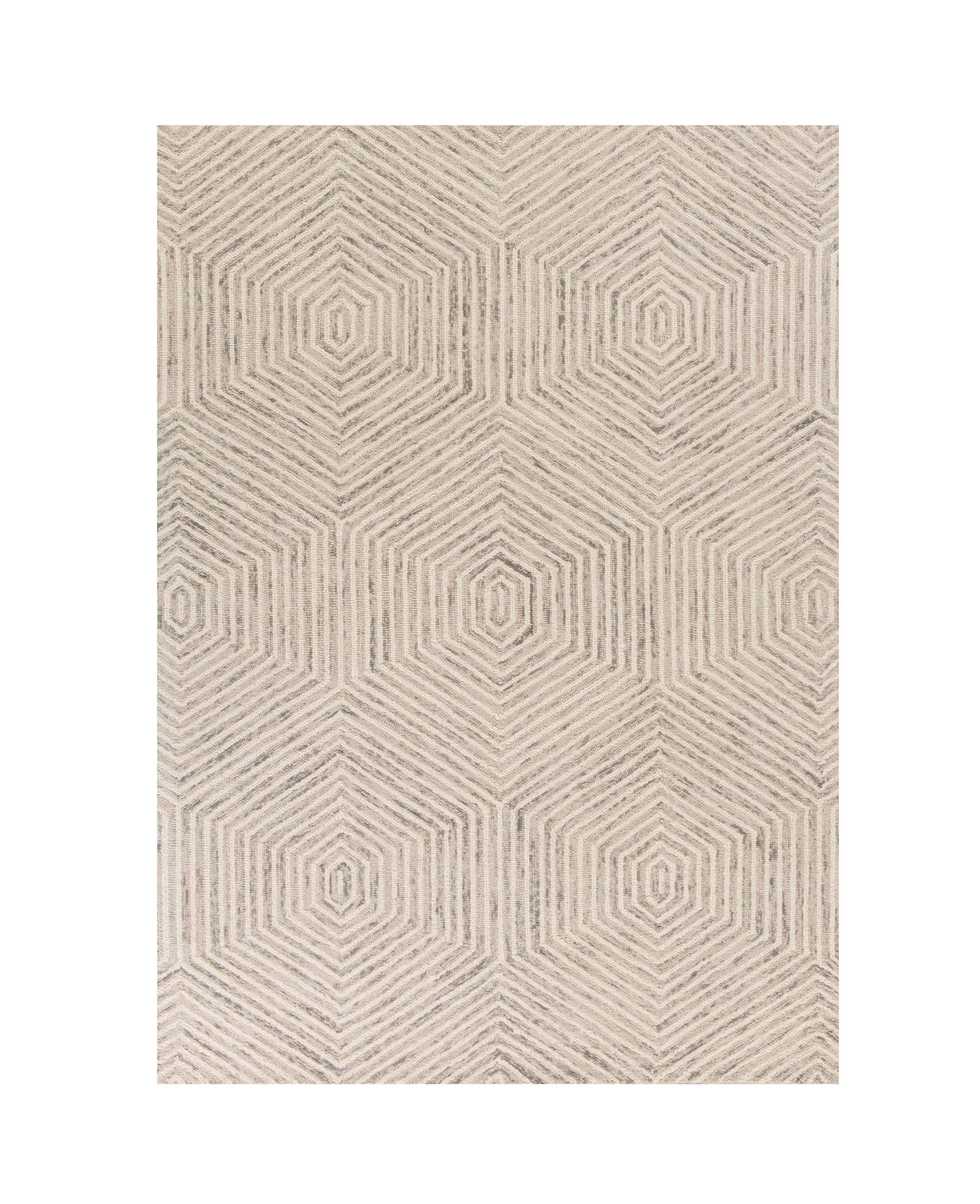 8' X 10' Sand And Beige Wool Geometric Hand Tufted Area Rug-Area Rugs-DECOROLALA