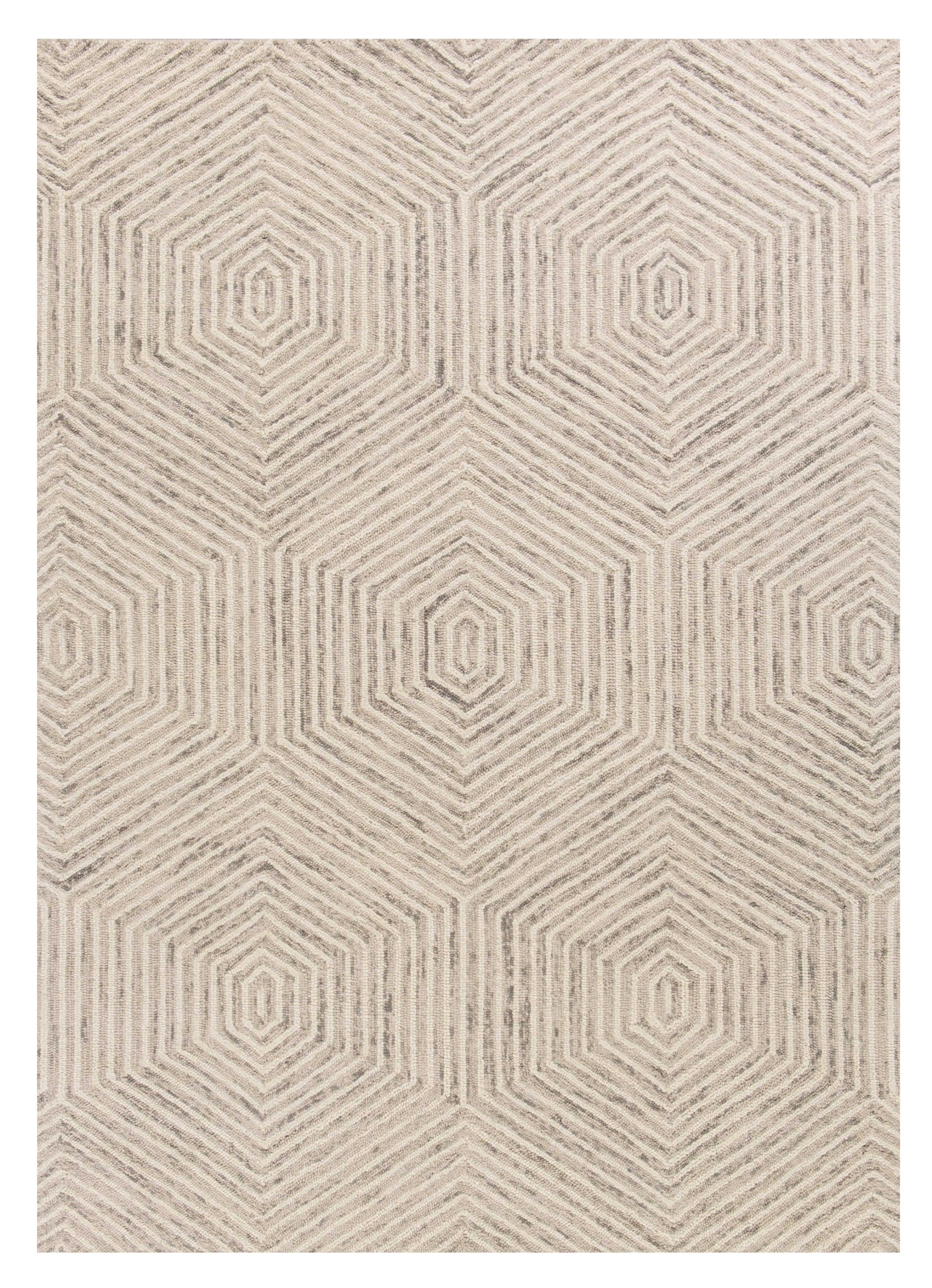 8' X 10' Sand And Beige Wool Geometric Hand Tufted Area Rug-Area Rugs-DECOROLALA