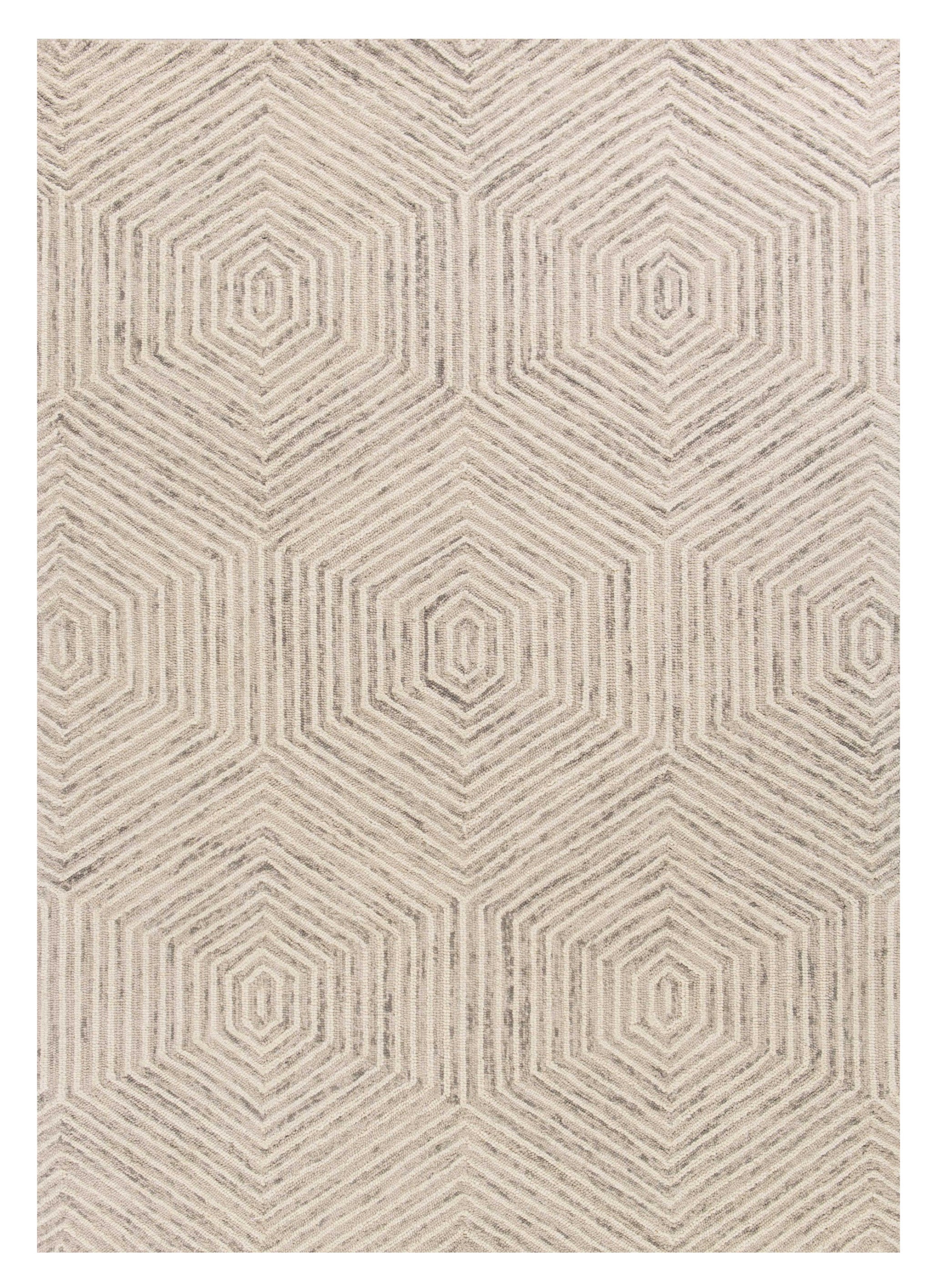 8' X 10' Sand And Beige Wool Geometric Hand Tufted Area Rug-Area Rugs-DECOROLALA