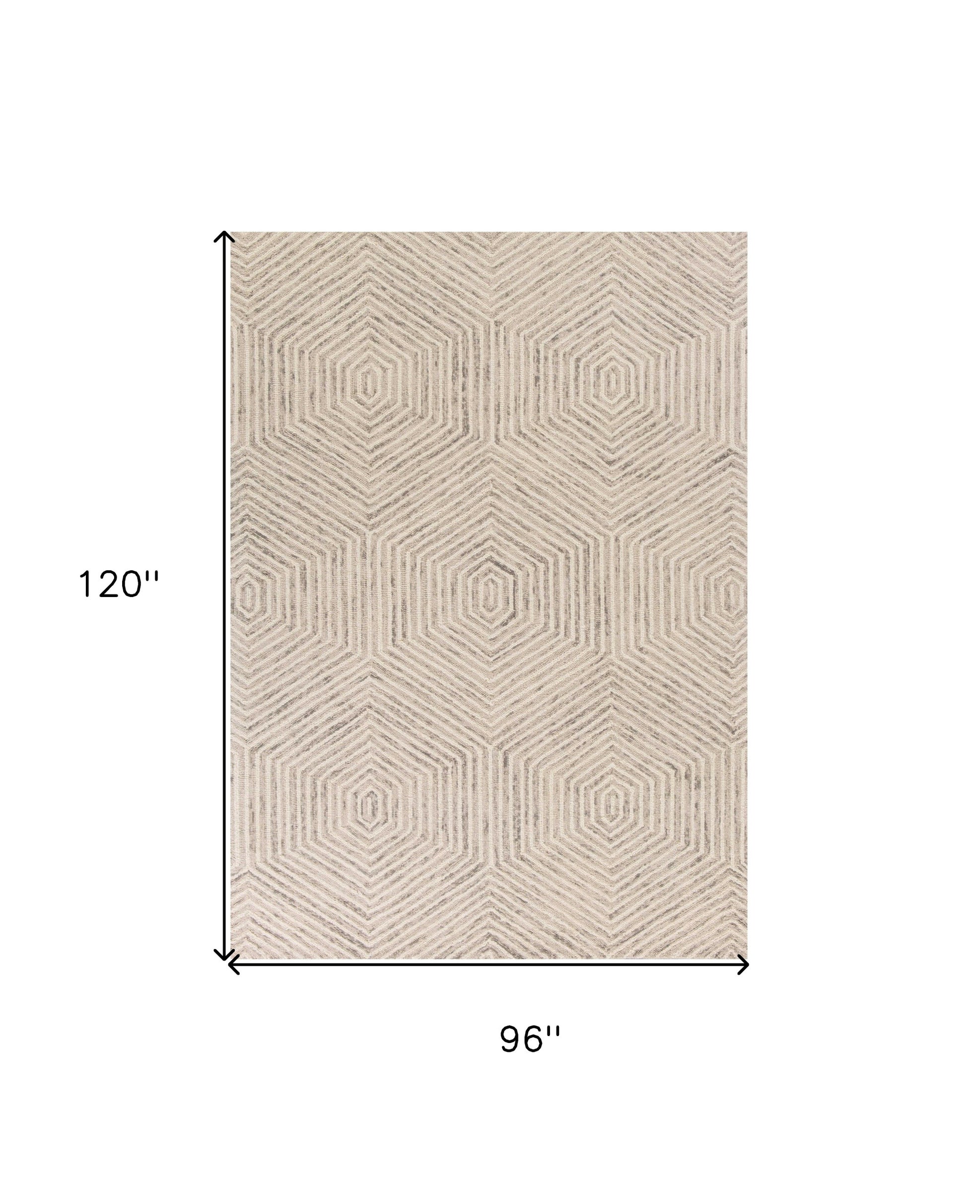 8' X 10' Sand And Beige Wool Geometric Hand Tufted Area Rug-Area Rugs-DECOROLALA