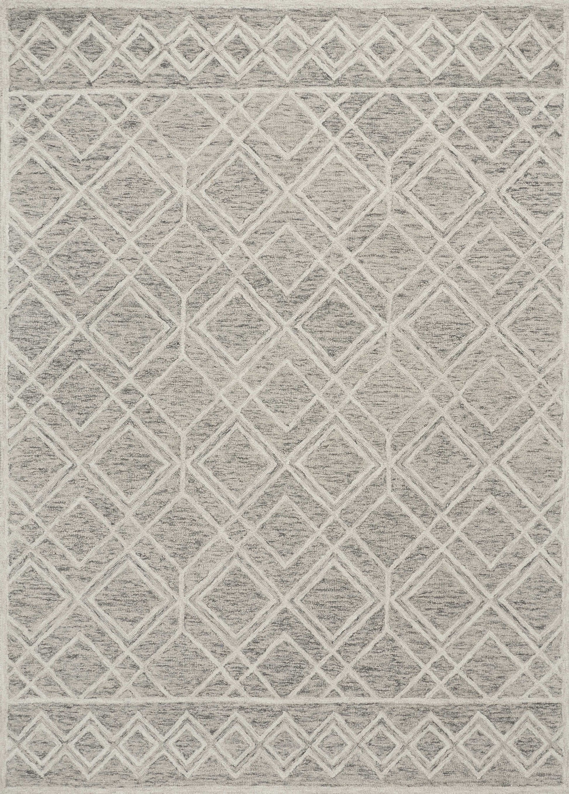 8' X 10' Sand Beige And Ivory Wool Geometric Hand Tufted Area Rug-Area Rugs-DECOROLALA