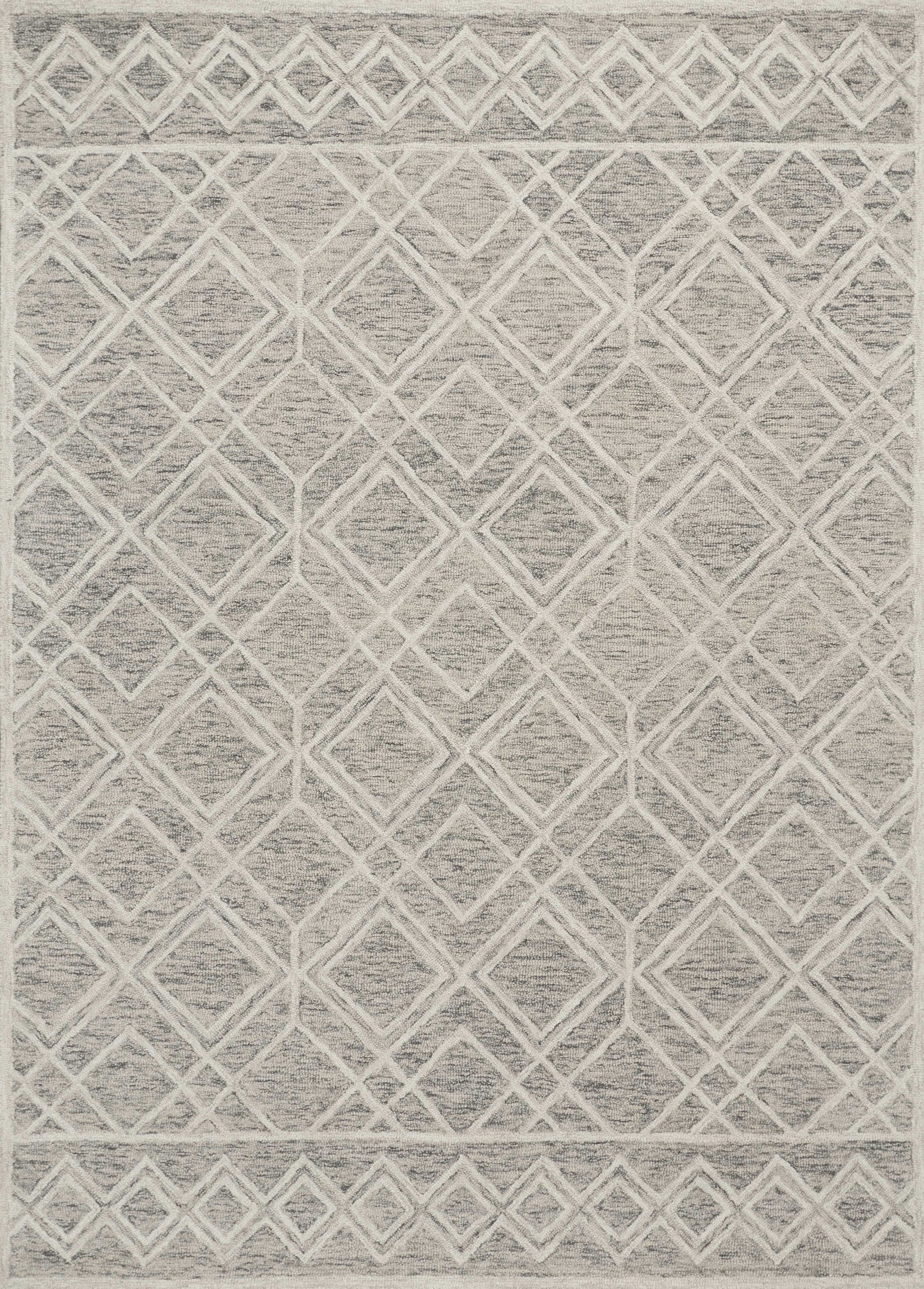 8' X 10' Sand Beige And Ivory Wool Geometric Hand Tufted Area Rug-Area Rugs-DECOROLALA