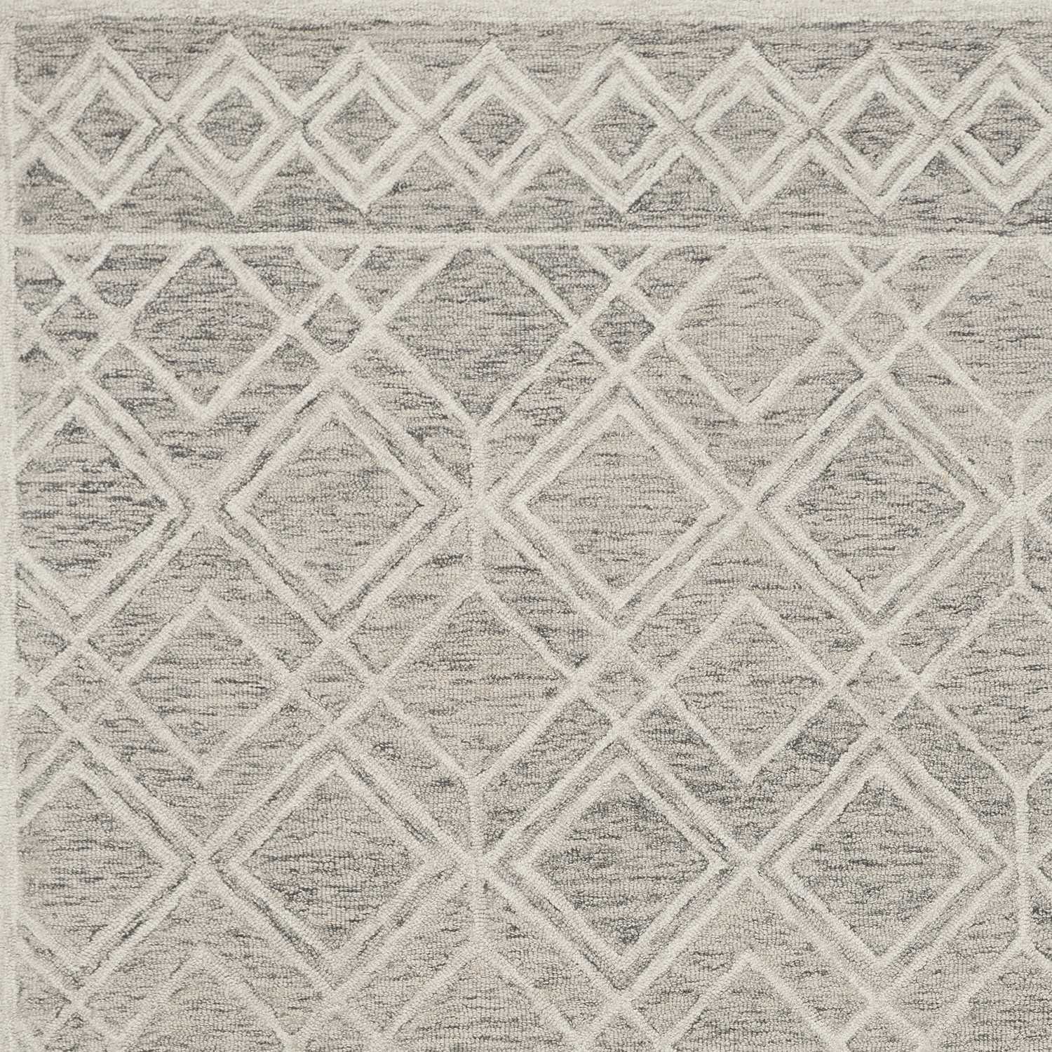 8' X 10' Sand Beige And Ivory Wool Geometric Hand Tufted Area Rug-Area Rugs-DECOROLALA