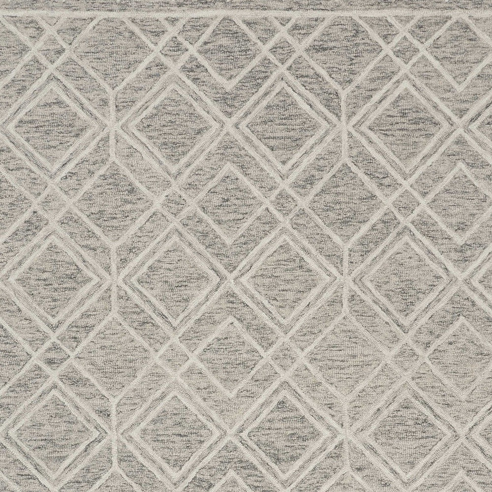 8' X 10' Sand Beige And Ivory Wool Geometric Hand Tufted Area Rug-Area Rugs-DECOROLALA