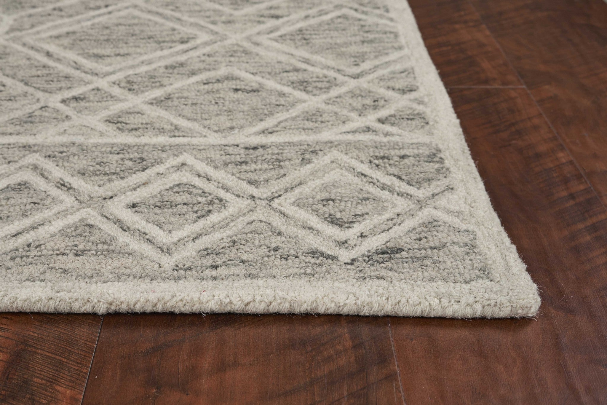 8' X 10' Sand Beige And Ivory Wool Geometric Hand Tufted Area Rug-Area Rugs-DECOROLALA