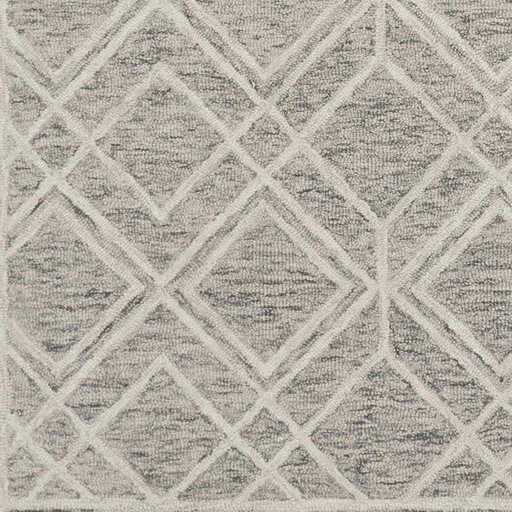 8' X 10' Sand Beige And Ivory Wool Geometric Hand Tufted Area Rug-Area Rugs-DECOROLALA