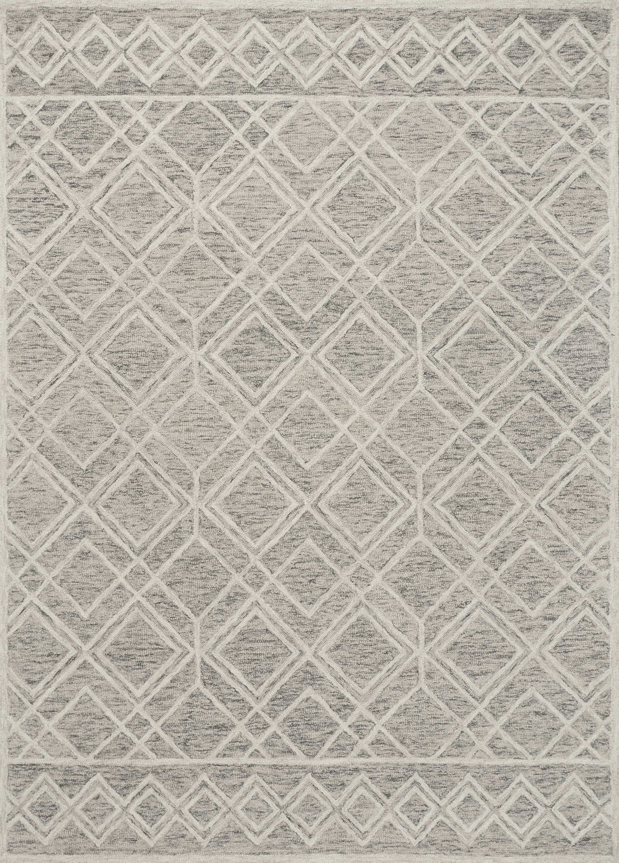 8' X 10' Sand Beige And Ivory Wool Geometric Hand Tufted Area Rug-Area Rugs-DECOROLALA