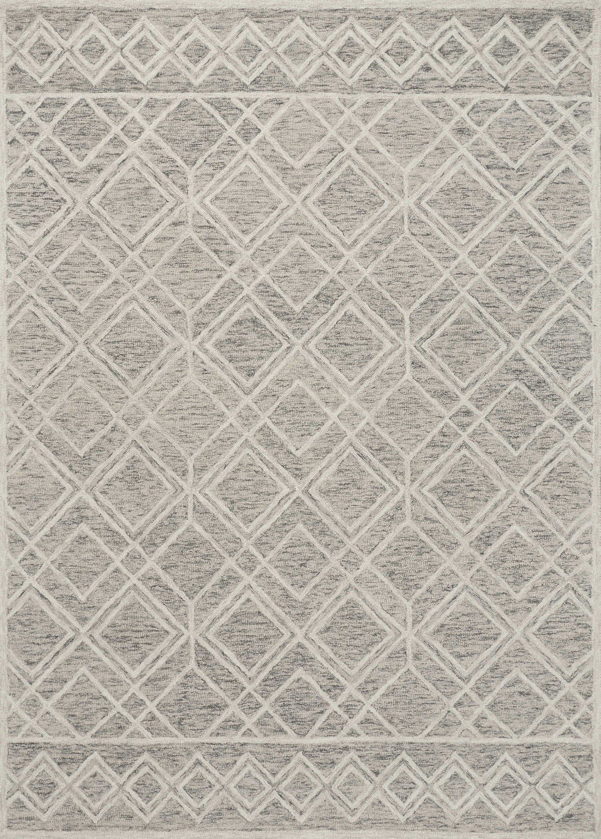 8' X 10' Sand Beige And Ivory Wool Geometric Hand Tufted Area Rug-Area Rugs-DECOROLALA