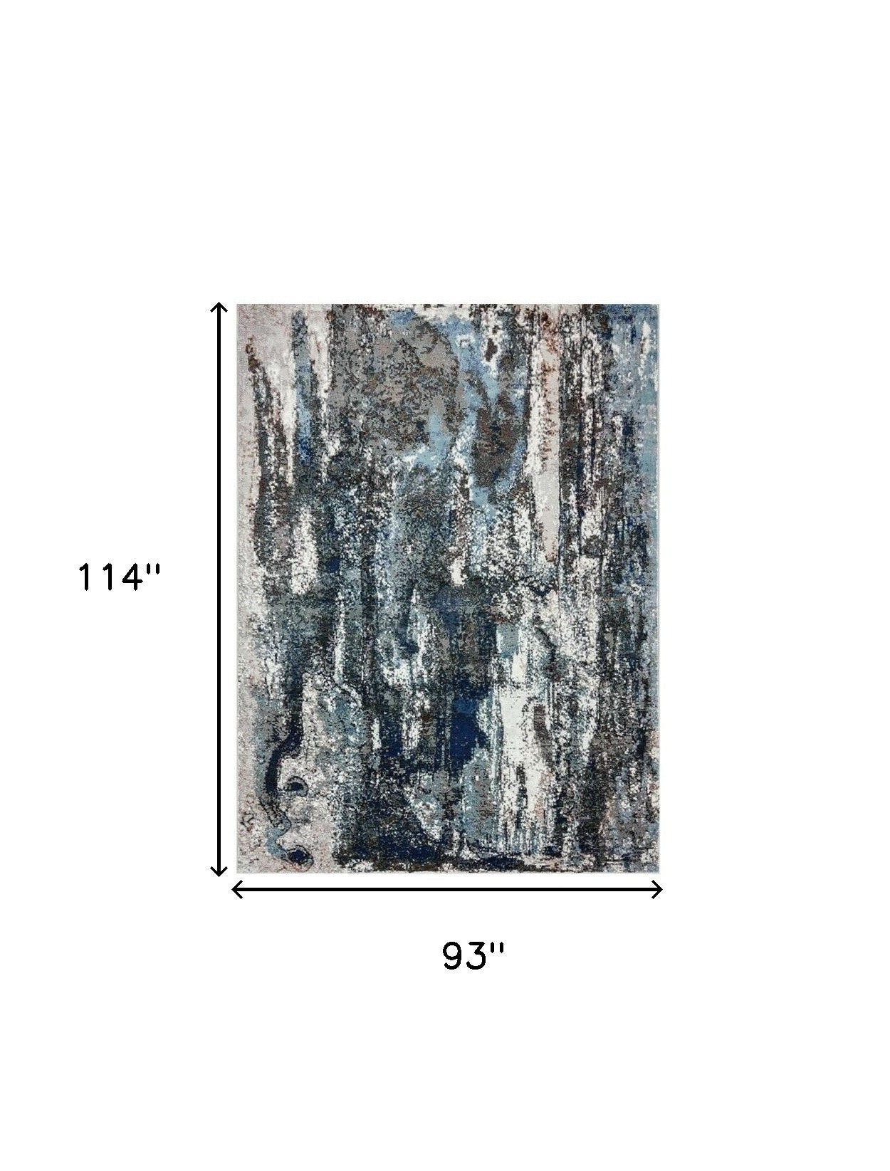 8' X 10' Shades of Blue and Gray Abstract Marble Area Rug-Area Rugs-DECOROLALA