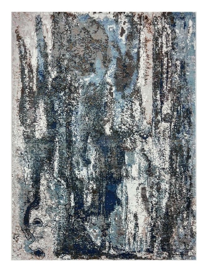 8' X 10' Shades of Blue and Gray Abstract Marble Area Rug-Area Rugs-DECOROLALA