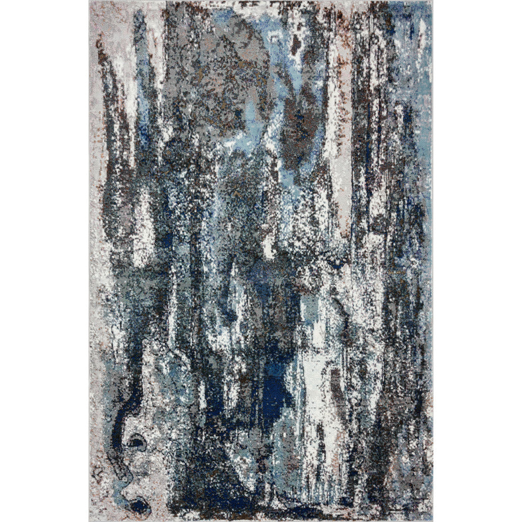 8' X 10' Shades of Blue and Gray Abstract Marble Area Rug-Area Rugs-DECOROLALA