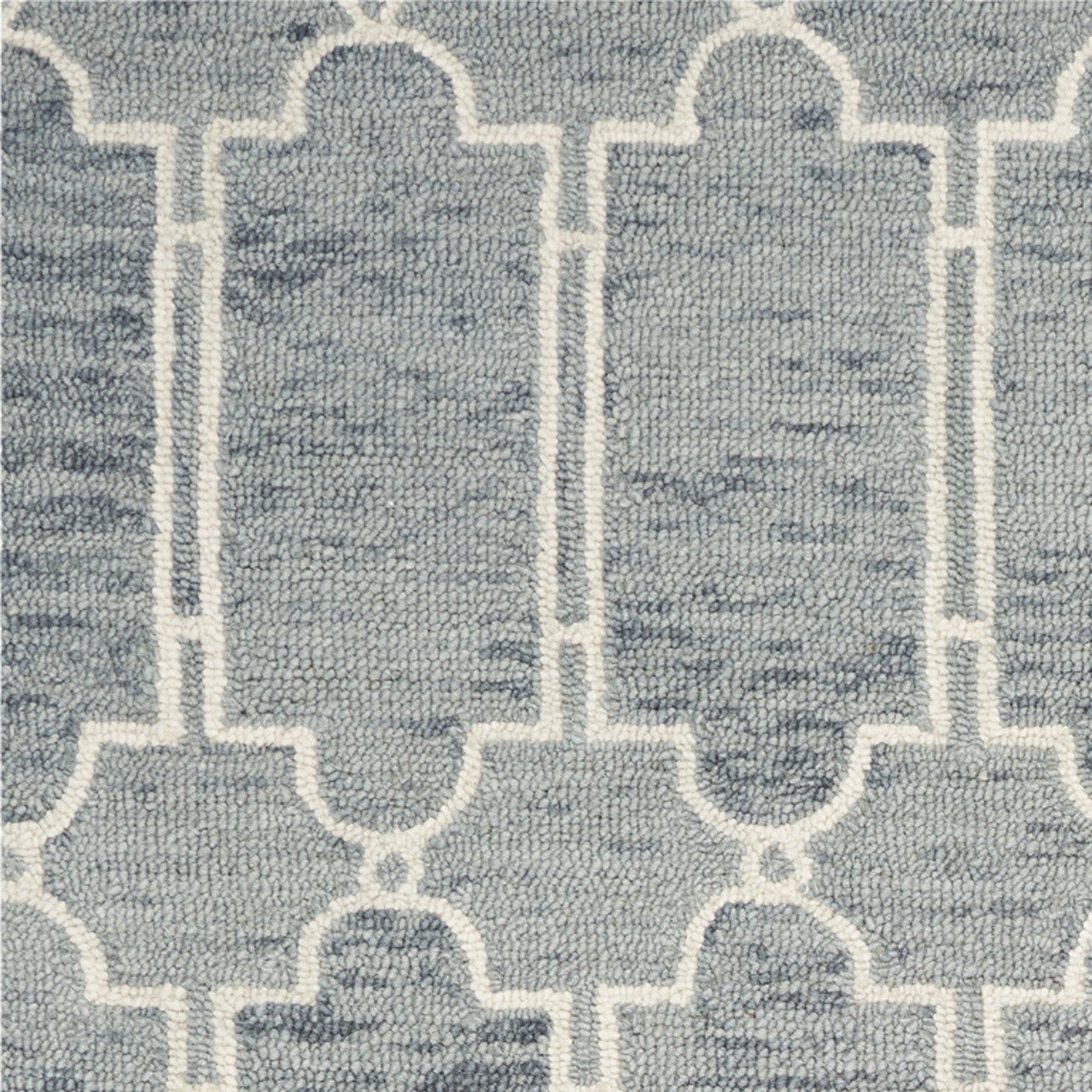 8' X 10' Slate Blue And Ivory Wool Geometric Hand Tufted Area Rug-Area Rugs-DECOROLALA
